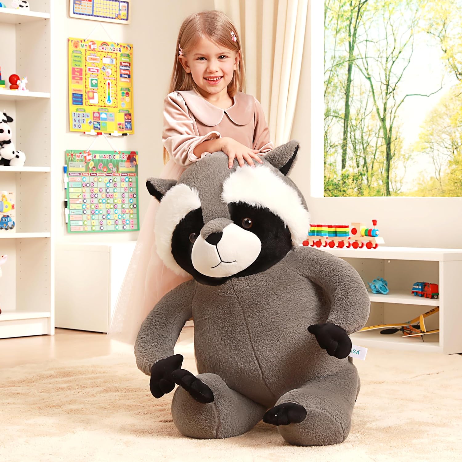 IKASA Giant Racoon Stuffed Animal Raccoon Plush Toy,31.5" Big Large Jumbo Soft Toys,Cute Huge Size Fat Fluffy Plushy Plushie,Gifts for Kids - Image 6