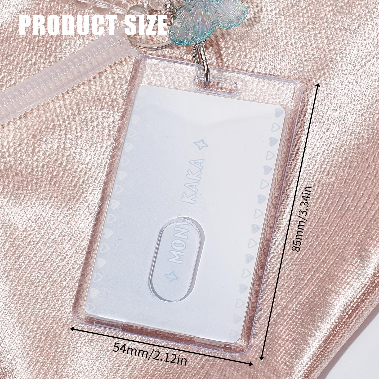 NICENEEDED 2 Pcs Acrylic Kpop Photocard Holder, Transparency Card Protector with Butterfly Flower Pendant Keychain - Image 2