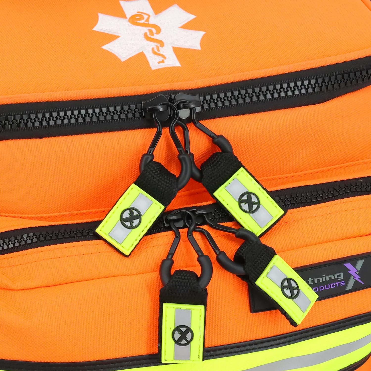 Lightning X Medium First Responder EMT Bag | LXMB25 | w/Reflective, Shoulder Strap & Zippered Compartments for First Aid + Trauma Supplies - Orange