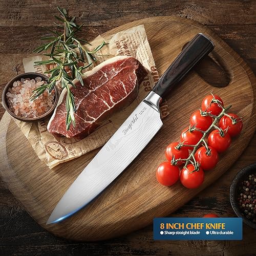 Miniatura 2 de Cuchillo de chef, cuchillos de chef hechos de acero inoxidable de alto carbono con patrón de damasco, cuchillo de chef de 8 pulgadas para tallar