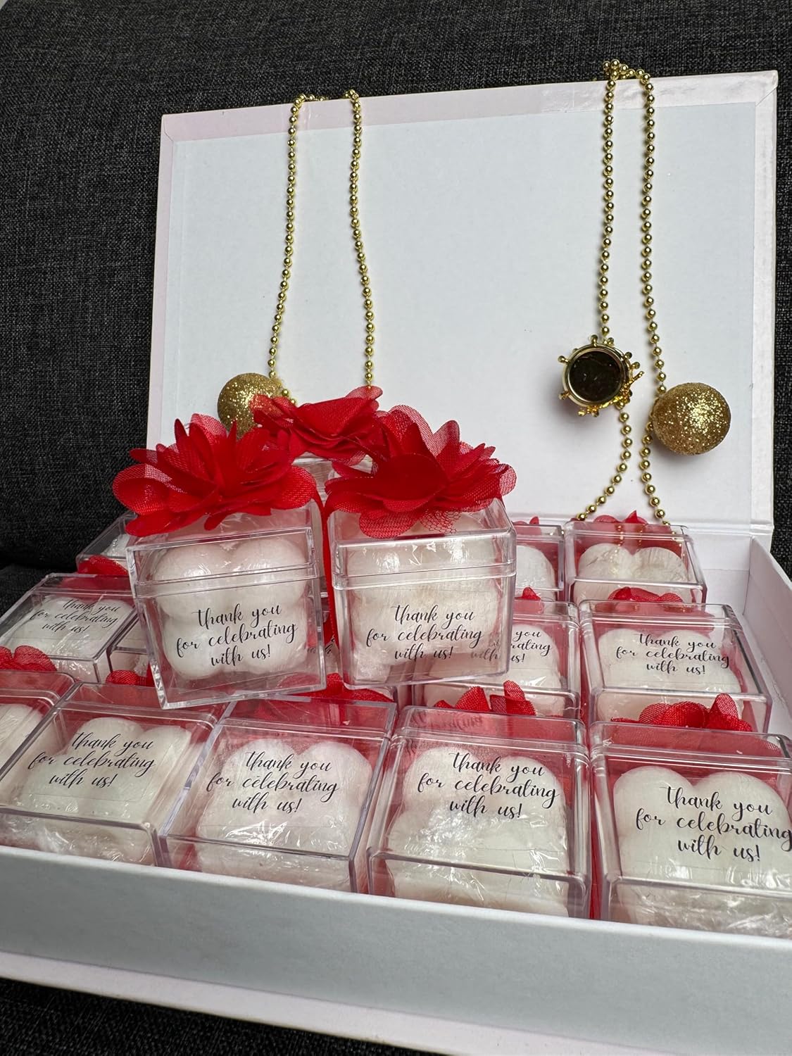 Mini Bubble Cube Christmas Candle Favors for Guests, Merry