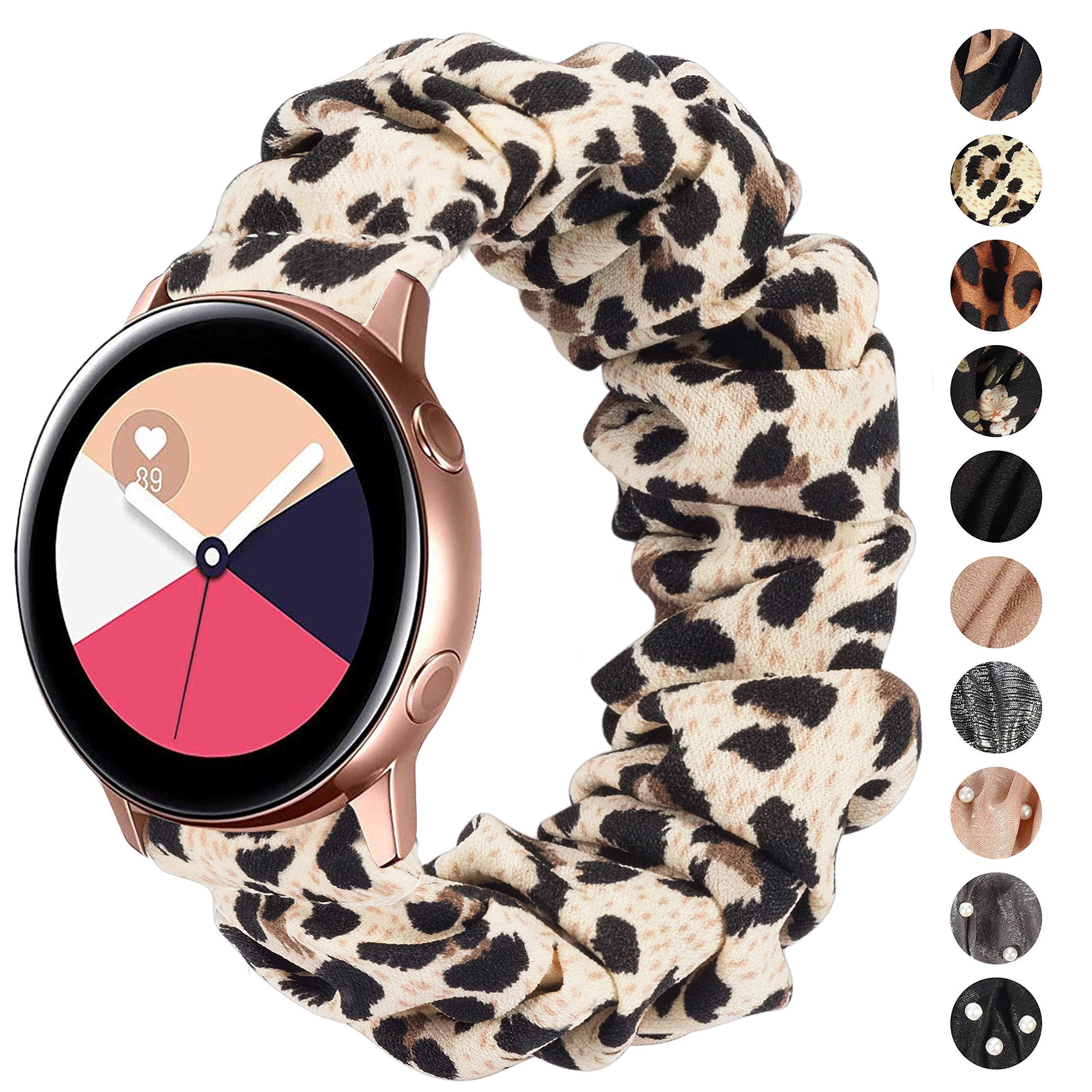 TOYOUTHS 20mm Scrunchie Band Compatible with Samsung Galaxy Watch 5/4 40mm 44mm/Watch 5 Pro 45mm/Active 2 40mm 44mm/Watch 4 Classic 42mm 46mm/Active 40mm/Watch 3 41mm, Women Elastic Watch Strap, L