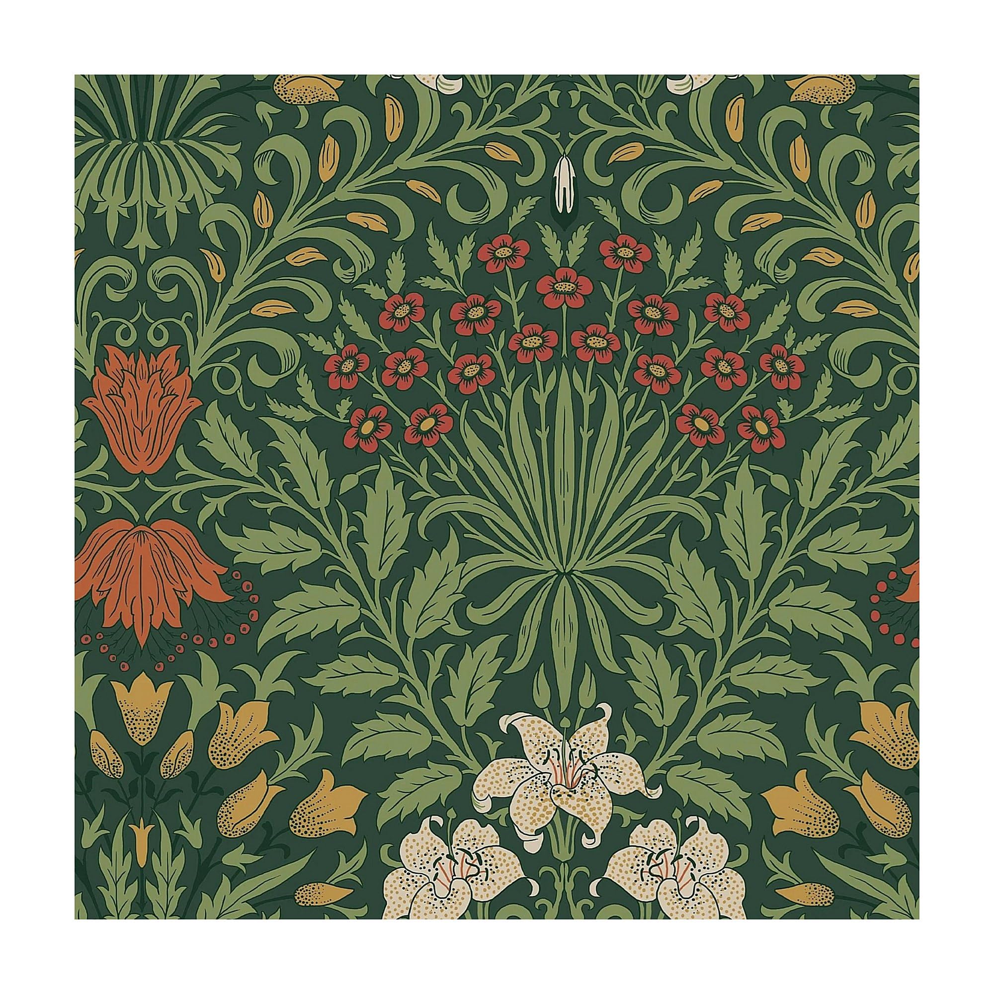 William Morris At Home Green Garden Wallpaper | Moss