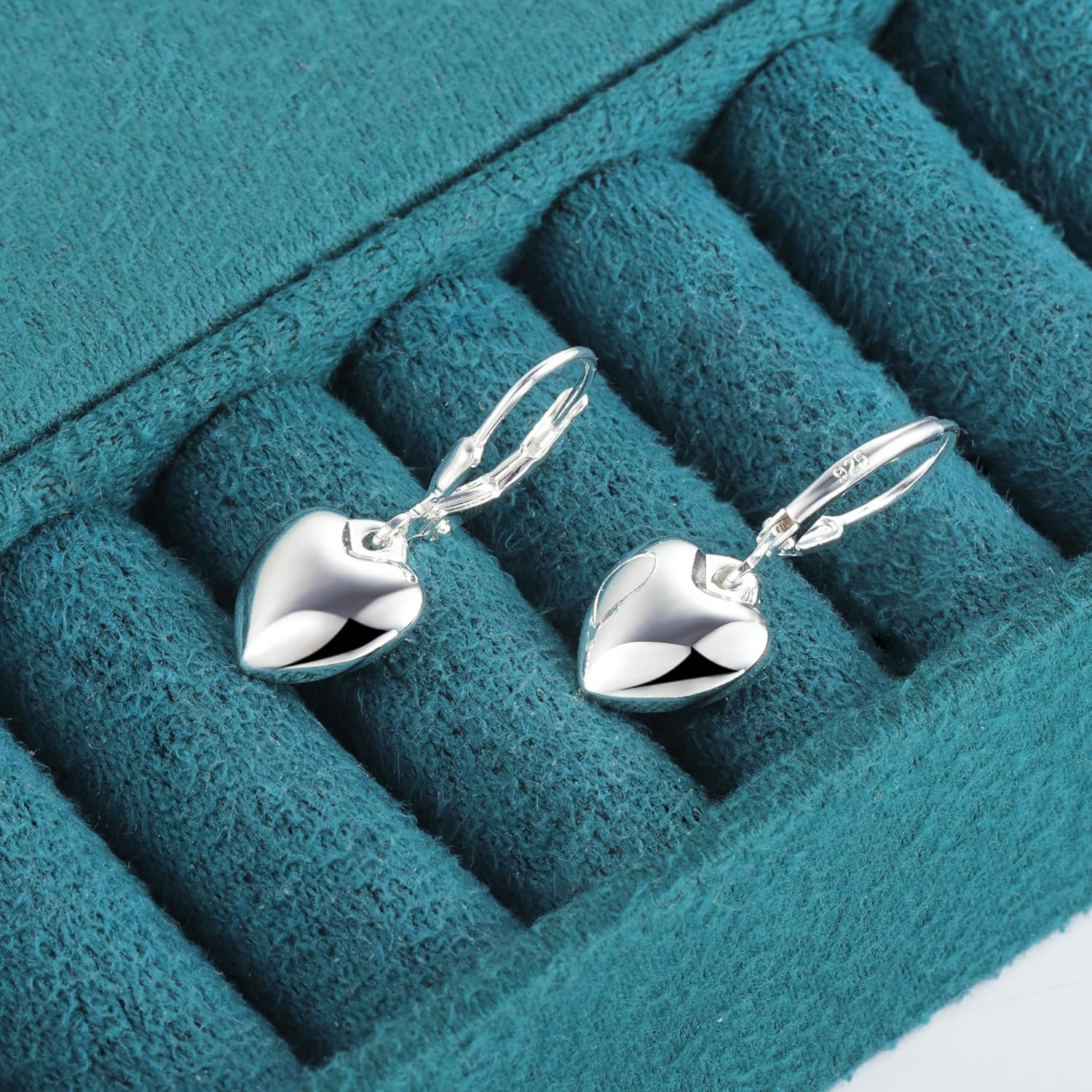 925 Sterling Silver Heart Dangle Earrings for Women Silver Dangle Leverback Earrings Hypoallergenic Love Heart Dangle Drop Earrings for Jewelry Gifts - Image 7