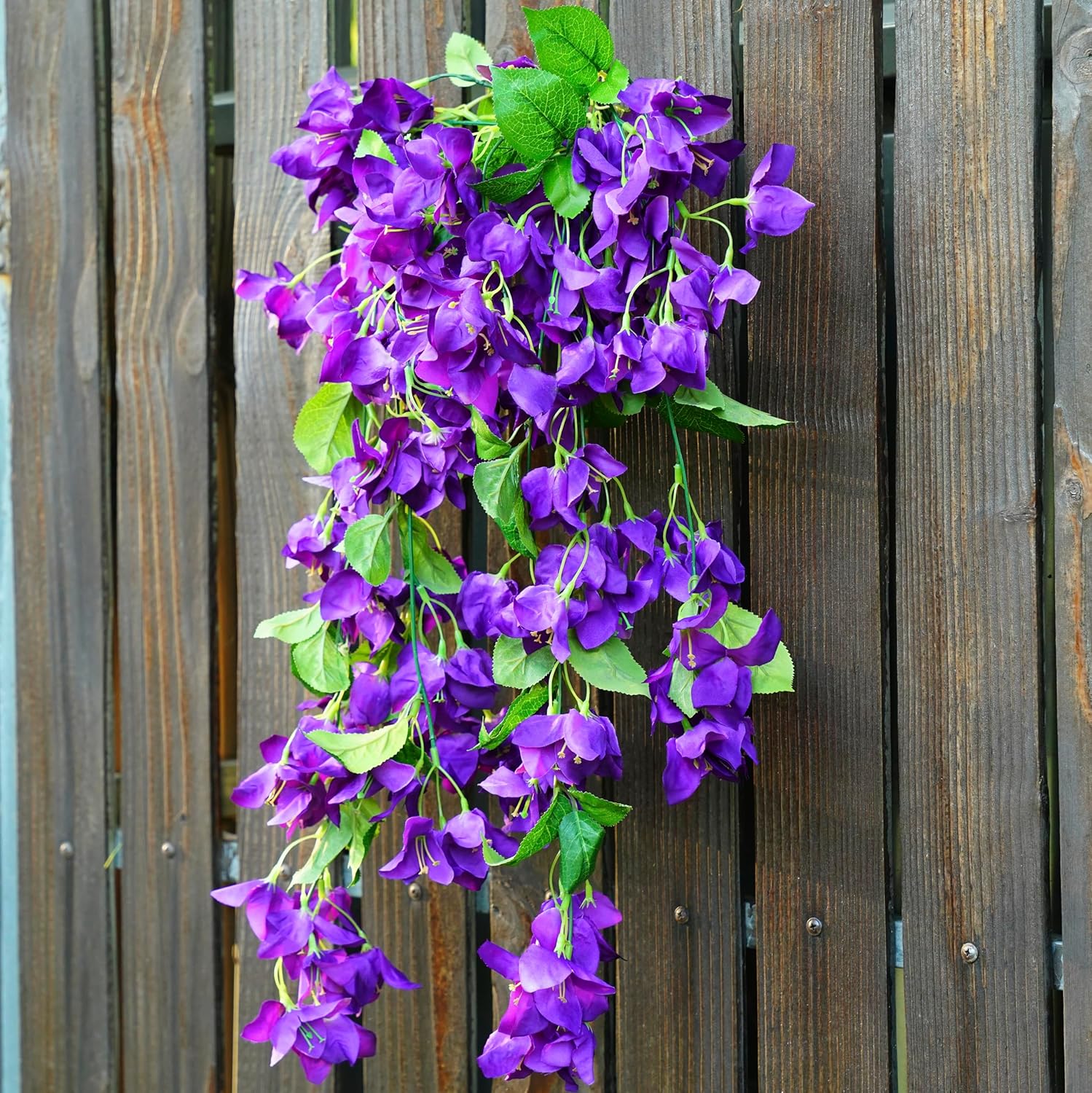 2PCS Bougainvillea Artificial Hanging Flowers Plants for Outdoors Outside Spring Decoration, Faux Silk Flowers Fake Vines UV Resistant Look Real Realistic for Front Door Porch Planter Balcony, Purple - Image 6