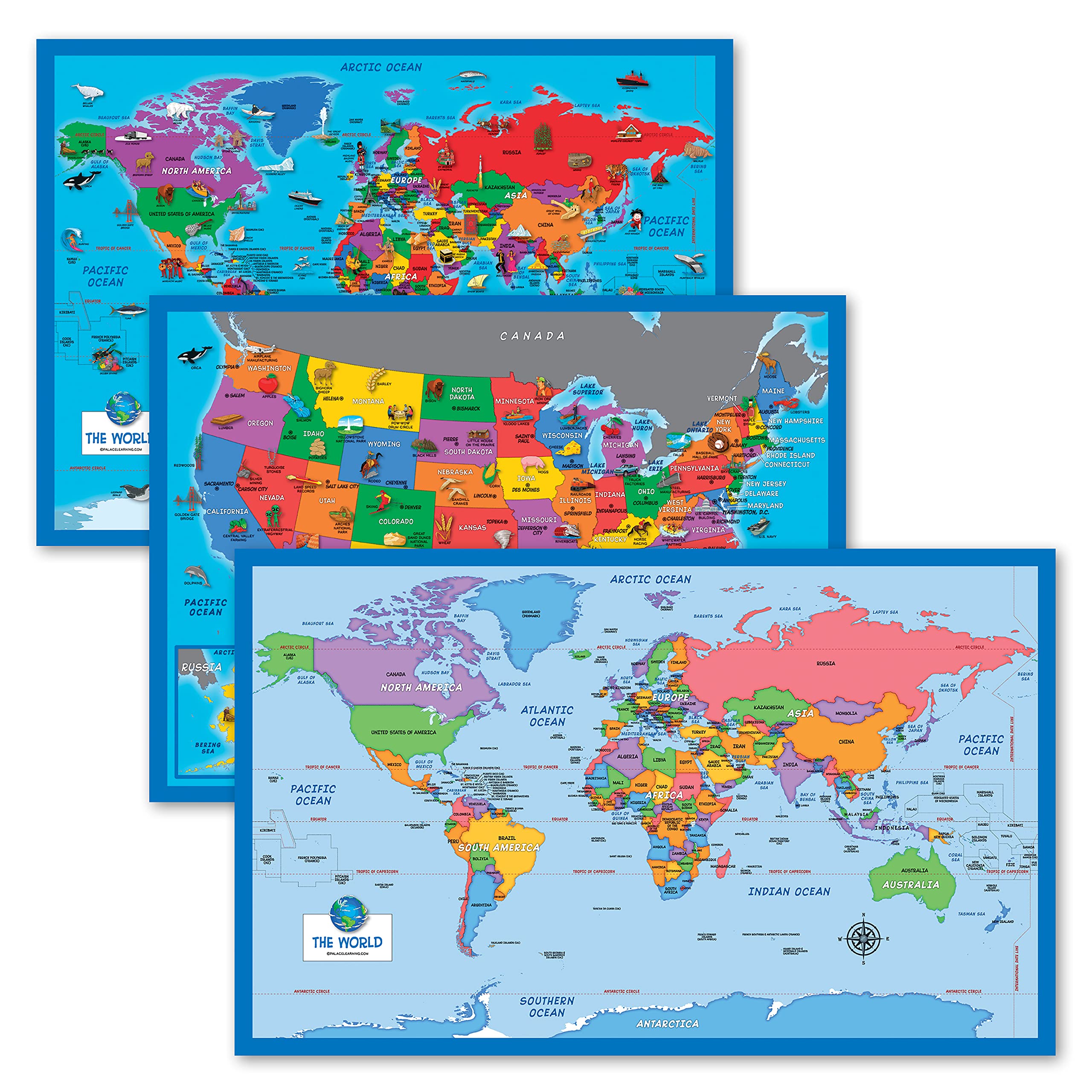 Amazon Com Usa And World Map Poster 2 Pack For Kids L vrogue.co