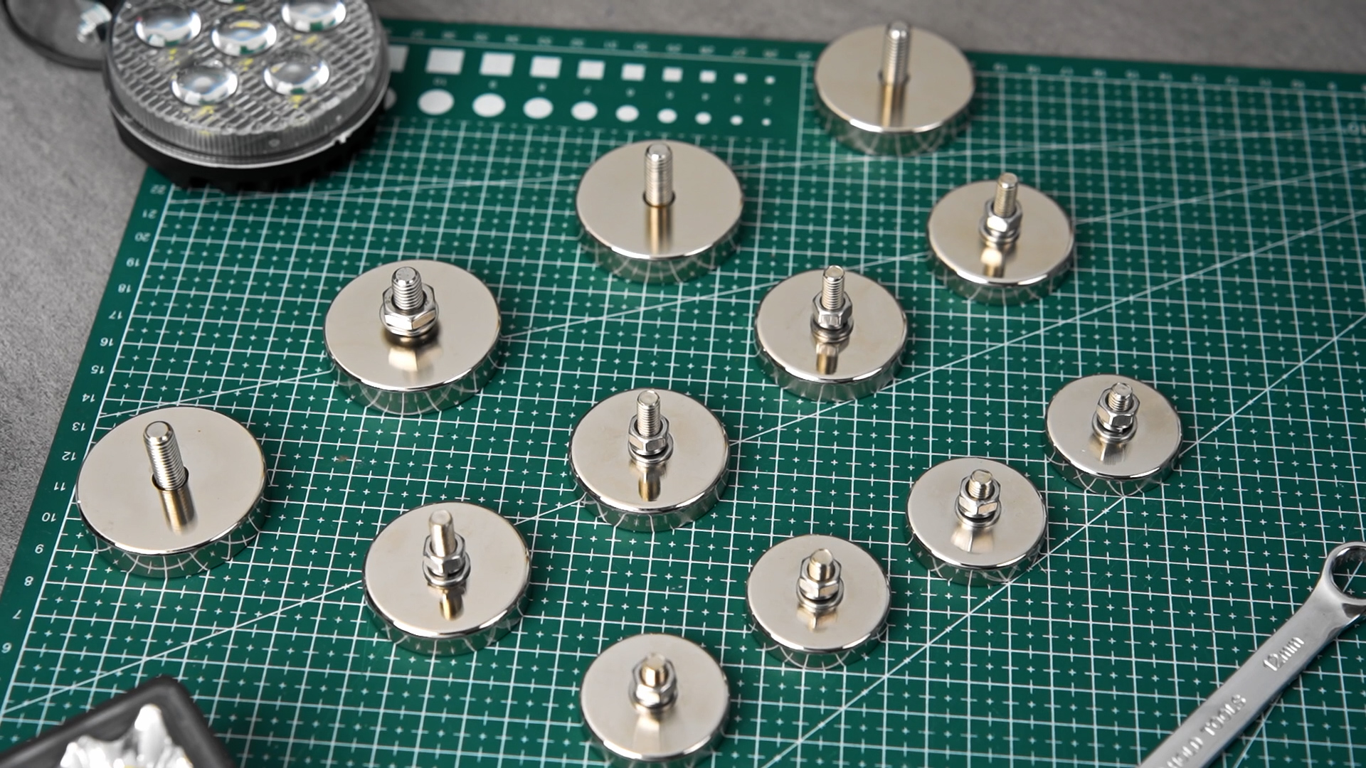 Image of Flutesan 8 Pieces Heavy Duty Round Mounting Magnet with Bolt 1.89in-240lb-M8 Silver with Male Thread Stud Strong Magnet Super Powerful for Lighting Camera Brackets License Plate