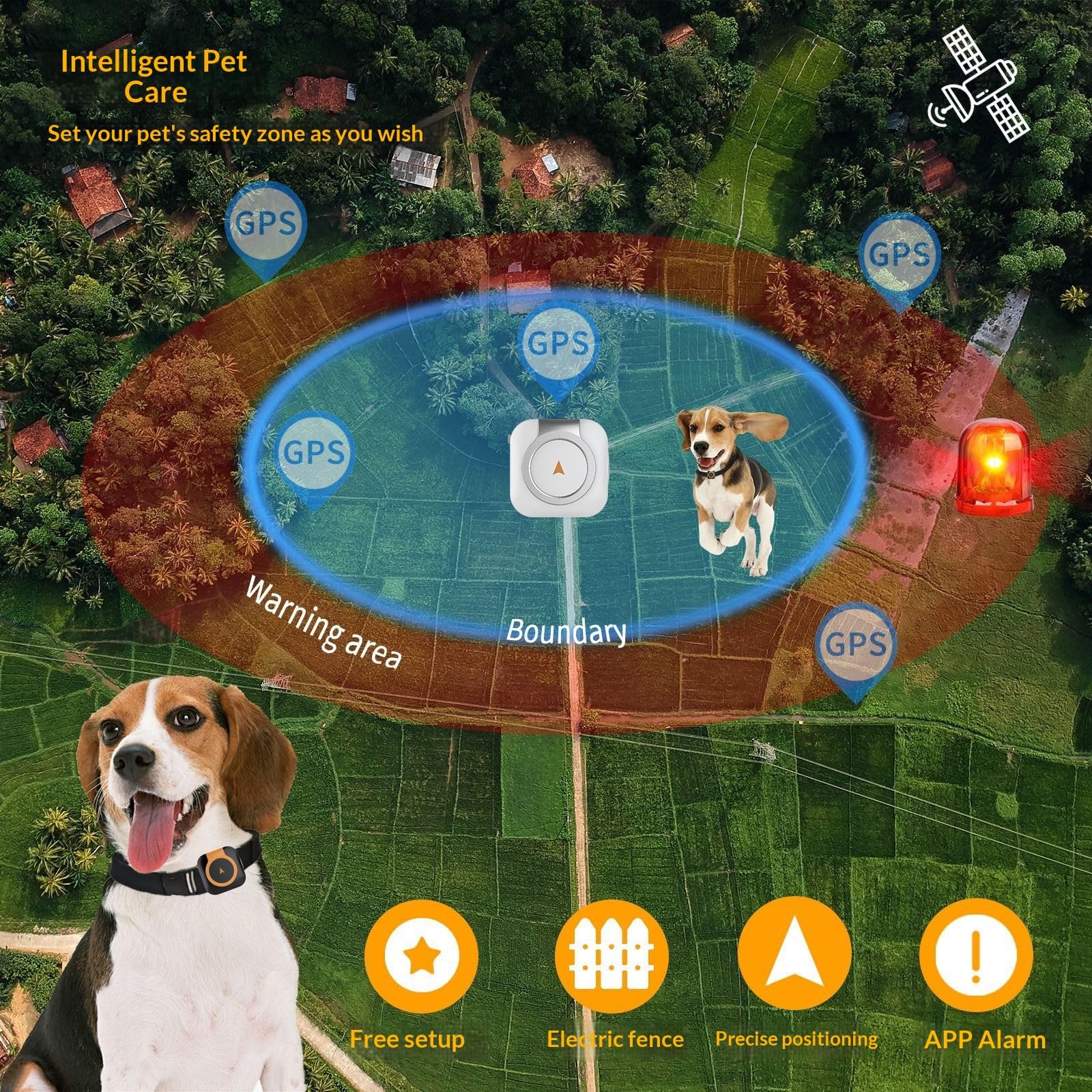 Collar de seguimiento GPS para mascotas, rastreador de ubicación en tiempo real para perros y gatos, gestión de la salud, compatible con iOS/Android, IP67 impermeable, localizador de seguridad