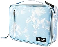 Vista 1 de PackIt Lonchera congelable clásica, cielo azul, construida con tecnología EcoFreeze, plegable, reutilizable, cierre con cremallera con bolsillo