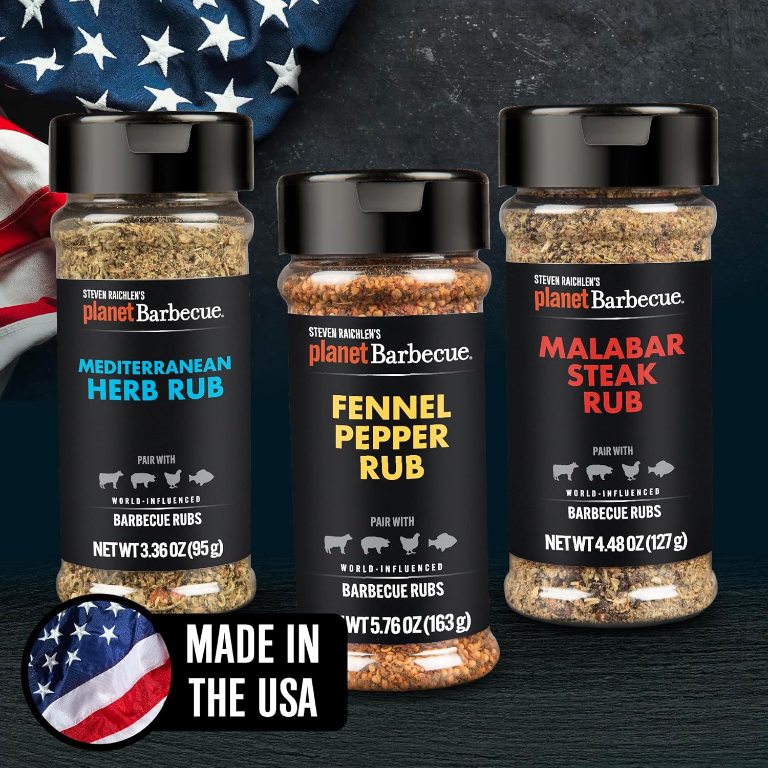 Steven Raichlen's Planet Barbecue Gourmet BBQ Rubs & Spices Gift Box 3 Pack- Grill Seasonings Set with International Flavors- Summer Cookout Essential - Image 2