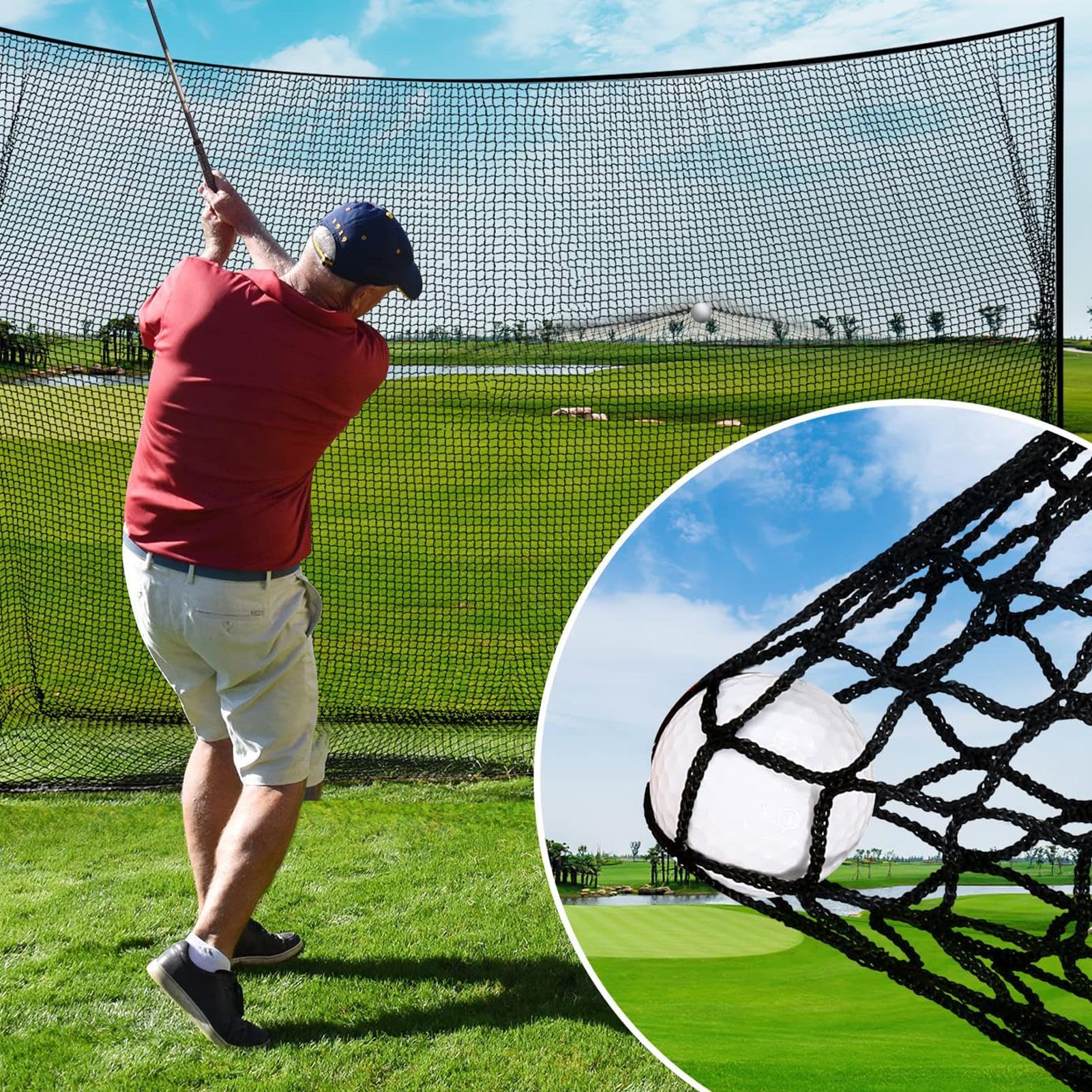 Rete per esercitazioni da golf, Rete per esercitazioni da golf Rete per colpire golf | Rete da golf per allenamenti di lunga durata,Efficaci aiuti all'allenamento del golf con blocco della