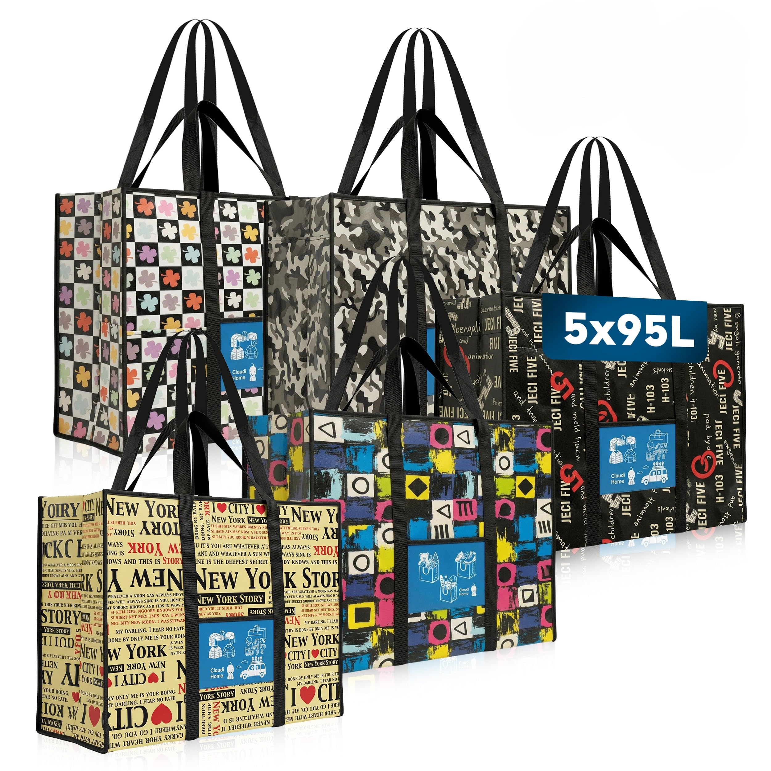 Sac de déménagement 100L ultra résistant avec sangles à dos, lot de 5 grand format pour stockage