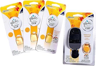 Glade Car Air Freshener Starter Kit, Hawaiian Breeze, 1 Warmer + 4 Refills, 15ml