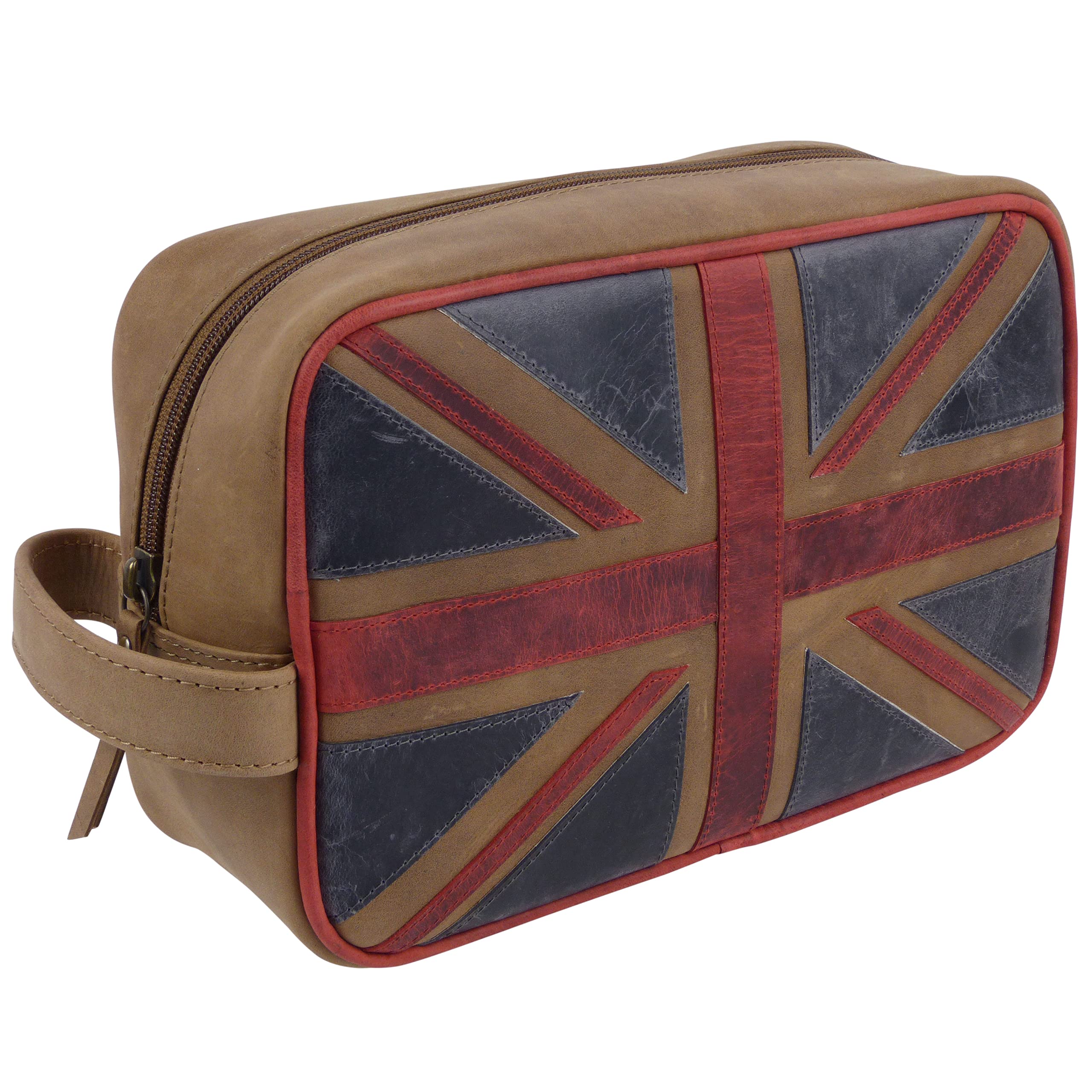 Mala Herren Kulturtasche aus Leder mit Union Jack-Design