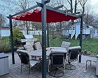 Vista 33 de PURPLE LEAF - Pérgola independiente de 11 x 13 pies para exteriores con toldo retráctil, refugio de aluminio para porche, jardín, playa, protección