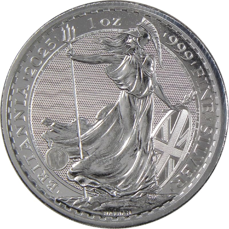 Moneda de £2 de plata .999 de 1 oz sin circular brillante Britannia BU del Reino Unido 2025 | Moneda coleccionable: Britannia del Reino Unido, 2 libras, 2025, plata, brillante sin circular