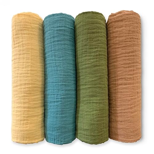 Miniatura 18 de SwaddleDesigns Mantas de muselina de algodón para bebé niño y bebé niña, juego de 4, mantas neutras de recepción para recién nacido, registro de