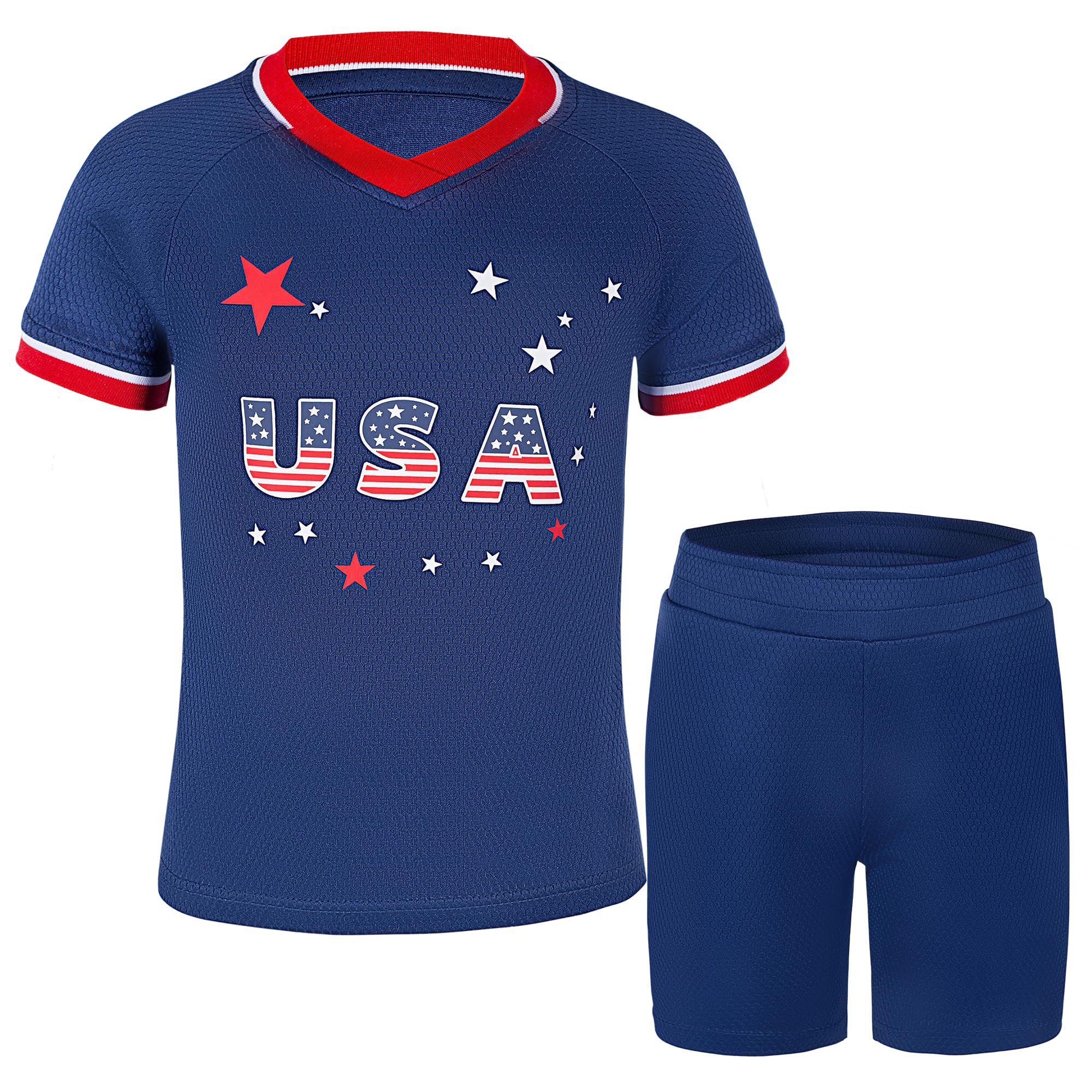 Unisex Kids Soccer Jersey and Shorts Kit 2-Piece Set Boys Girls Football Outfits for Little Athlete 2-14 Years