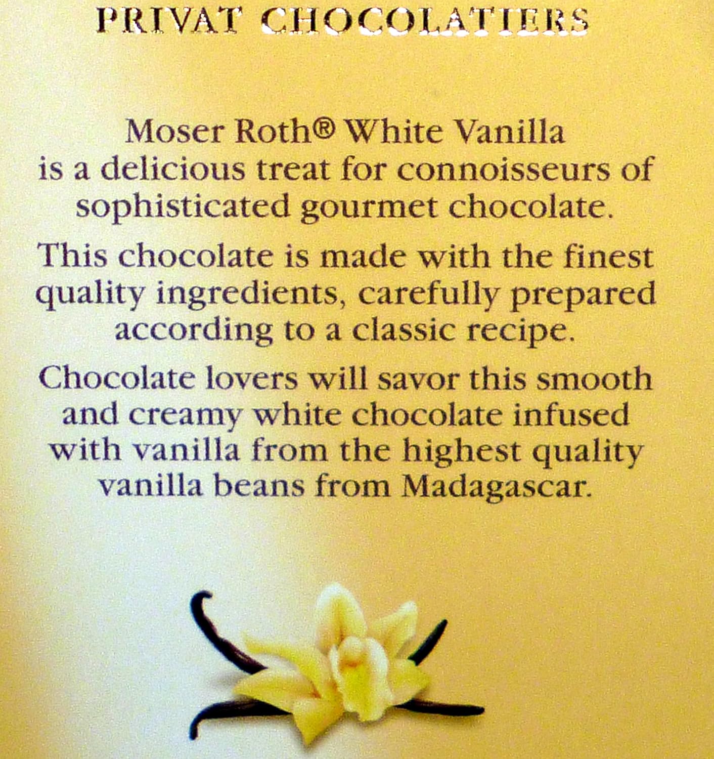 Moser Roth White Chocolate/Madagascan Vanilla (3) Bars (15 Total Bars), Germany