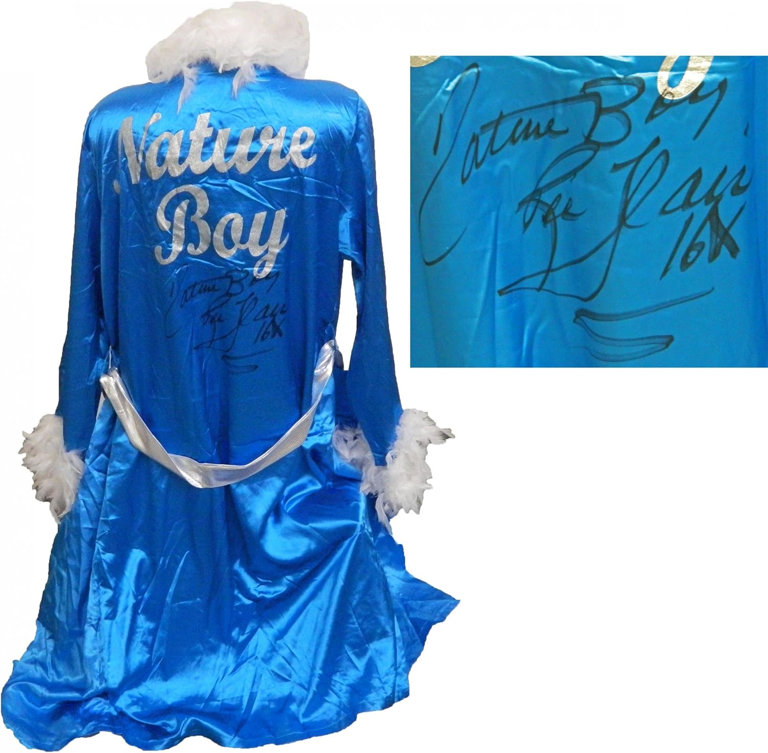 Ric Flair Signed Nature Boy Full Size Blue Robe & Costume Wig w/Nature Boy, 16x Autographed