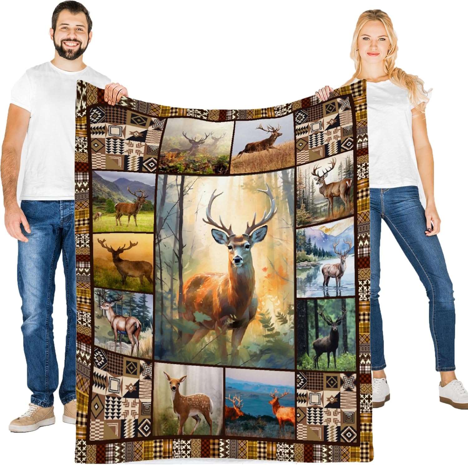 Deer Throw Blanket - Super Soft Cozy Fleece for Men, Women, Kids - Forest, Snow, Elk Theme - 50"X 40" - Perfect for Sofa, Bed, Camping - Image 3