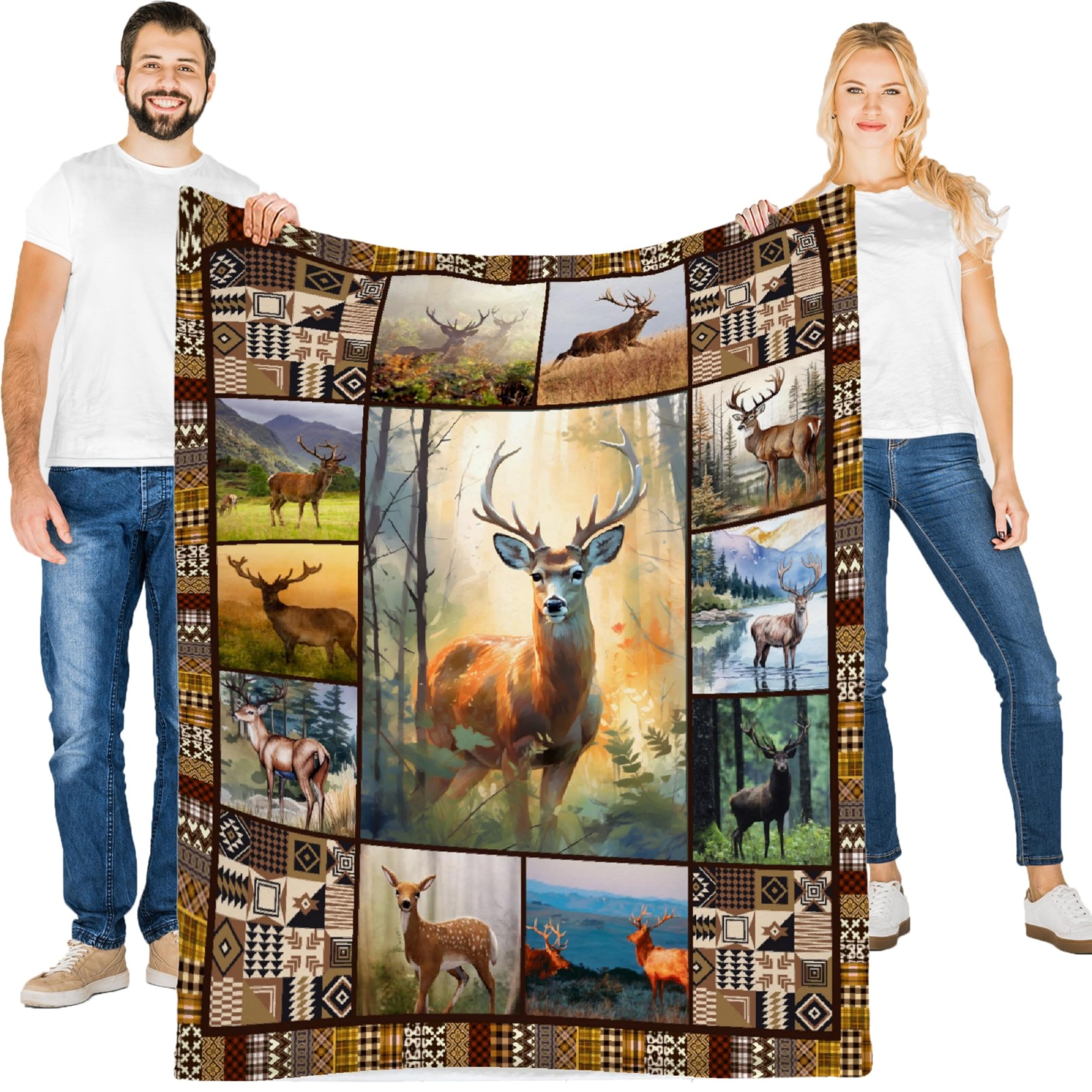 Hirsch-Jagddecke Aus Flanell – Superweich, 152,4x127 Cm, Für Sofa, Bett, Camping, Gemütliches Geschenk
