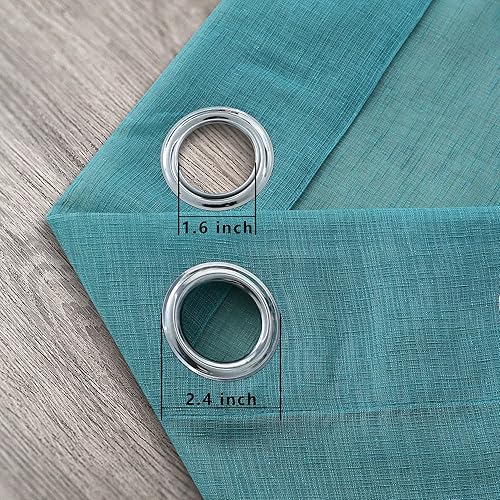 Miniatura 7 de Pitalk Cortinas transparentes con aspecto de lino verde azulado, 52 x 84 pulgadas de largo