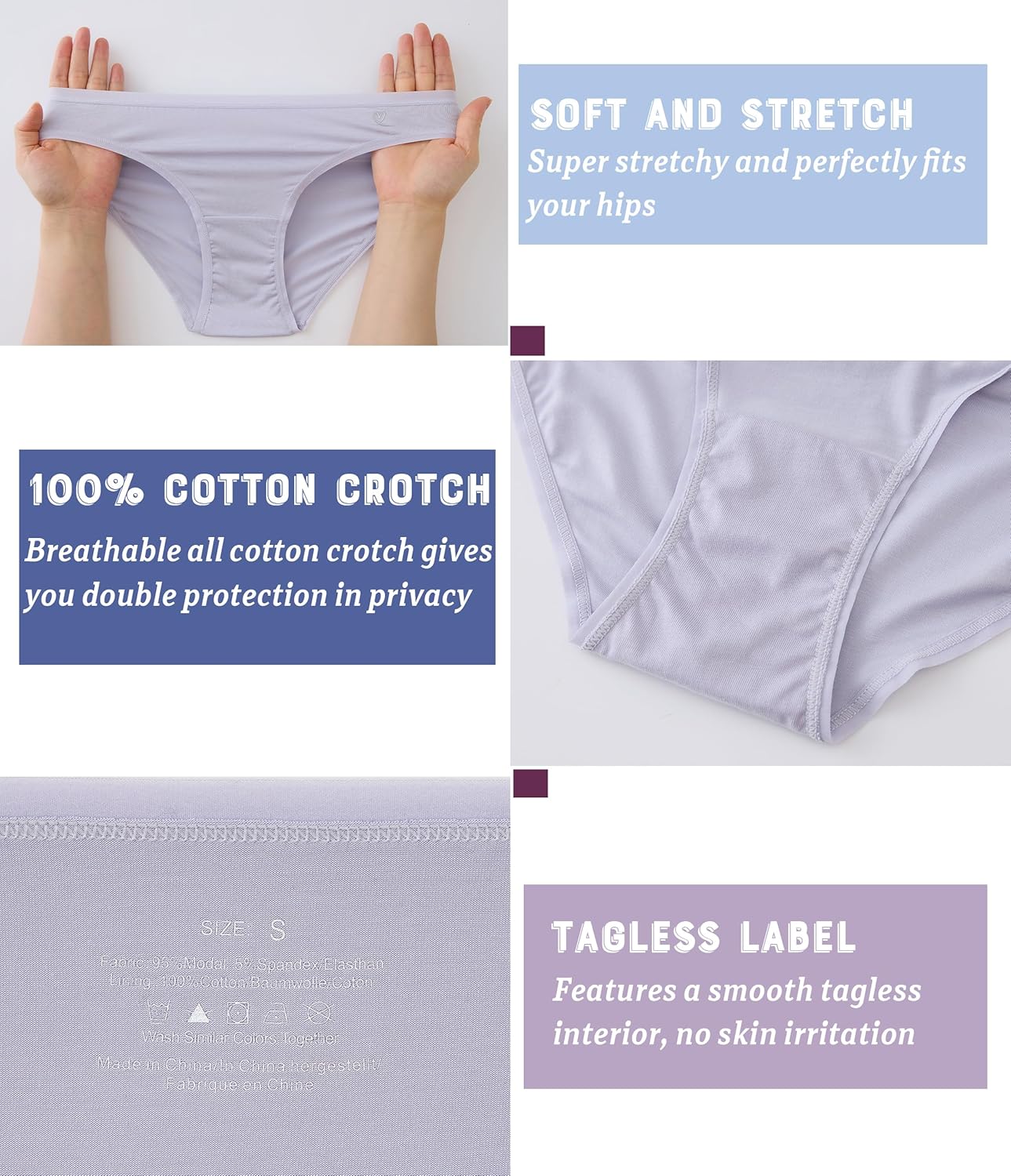 ANLIQI Modal Underwear Women Supersoft Bikini Panties for Women Pack Hi Cut Hipster Breathable Comfy Stretchy Ladies Undies - Image 5