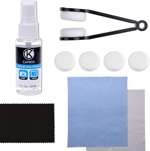 Kit de limpieza para lentes/gafas de sol - Herramienta de limpieza de lentes con 2 juegos de almohadillas de repuesto, botella de spray de limpieza
