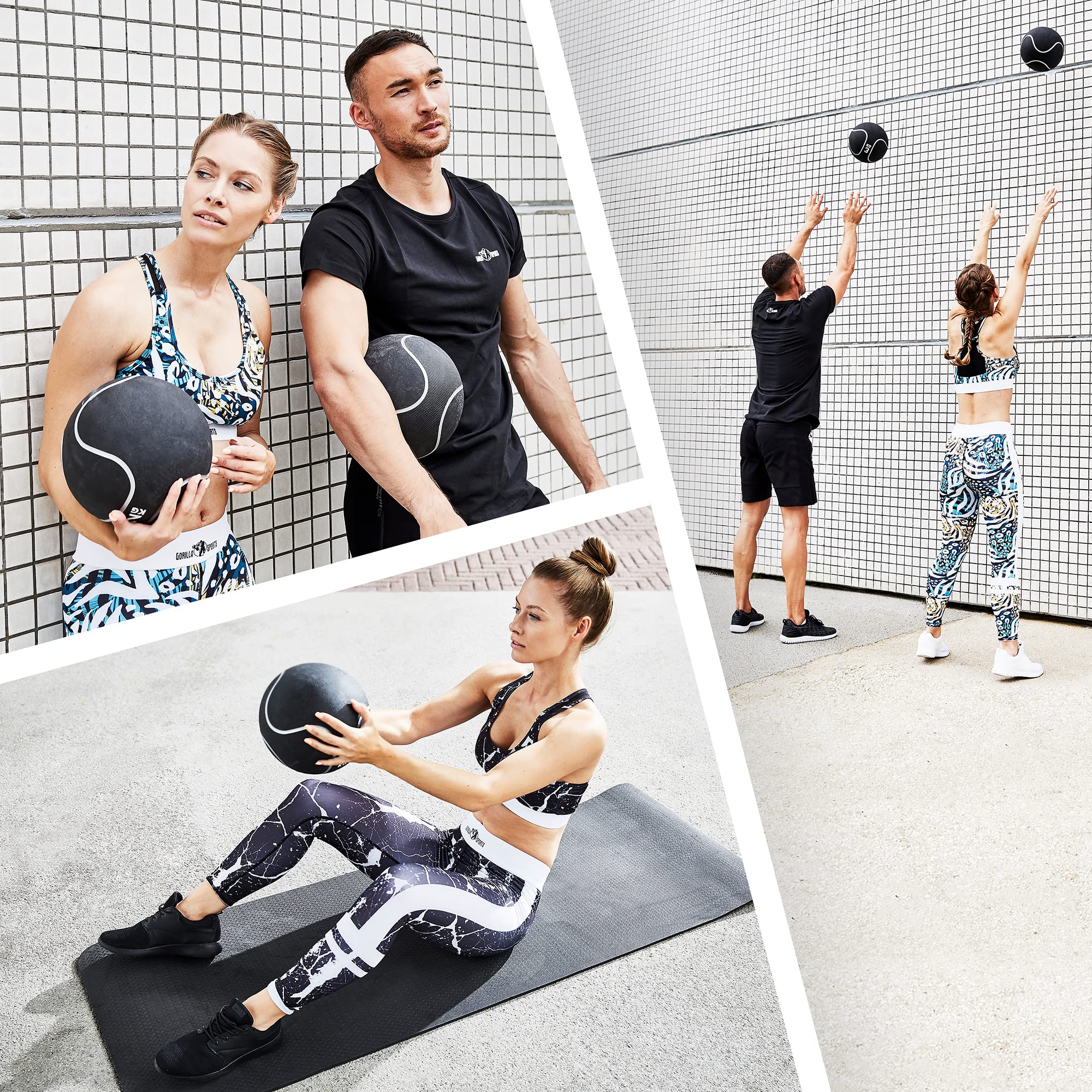GORILLA SPORTS® Medizinball - 1kg, 2kg, 3kg, 4kg, 5kg, 6kg, 7kg, 8kg, 9kg, 10kg Gewichte, Einzeln/Set, Ø 23 oder 29 cm, rutschfest, aus Gummi - Slam Ball, Gewichtsball, Trainingsball, Fitnessball