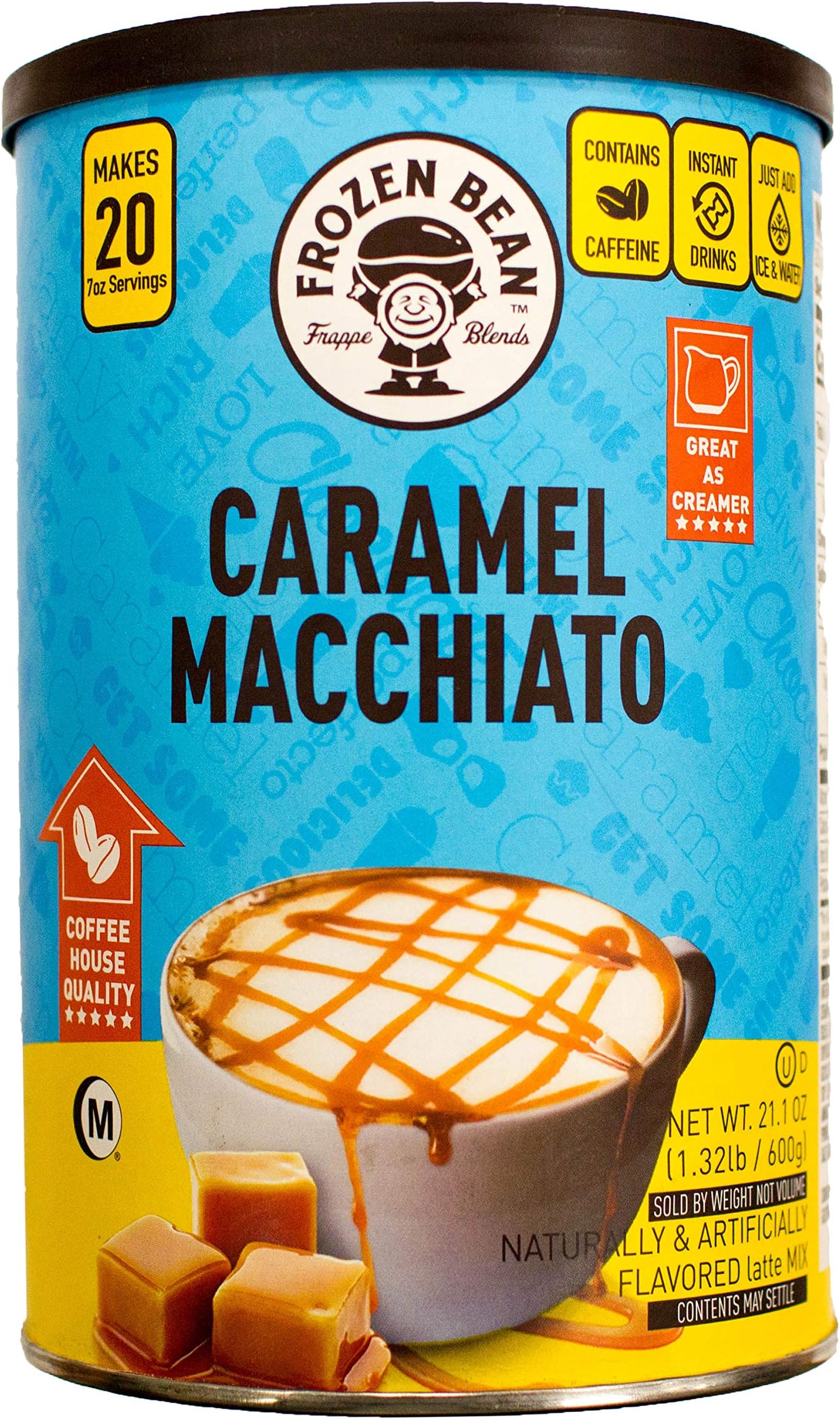 Frozen Bean, Caramel Macchiato Deluxe Frappe Coffee Mix, 21 oz
