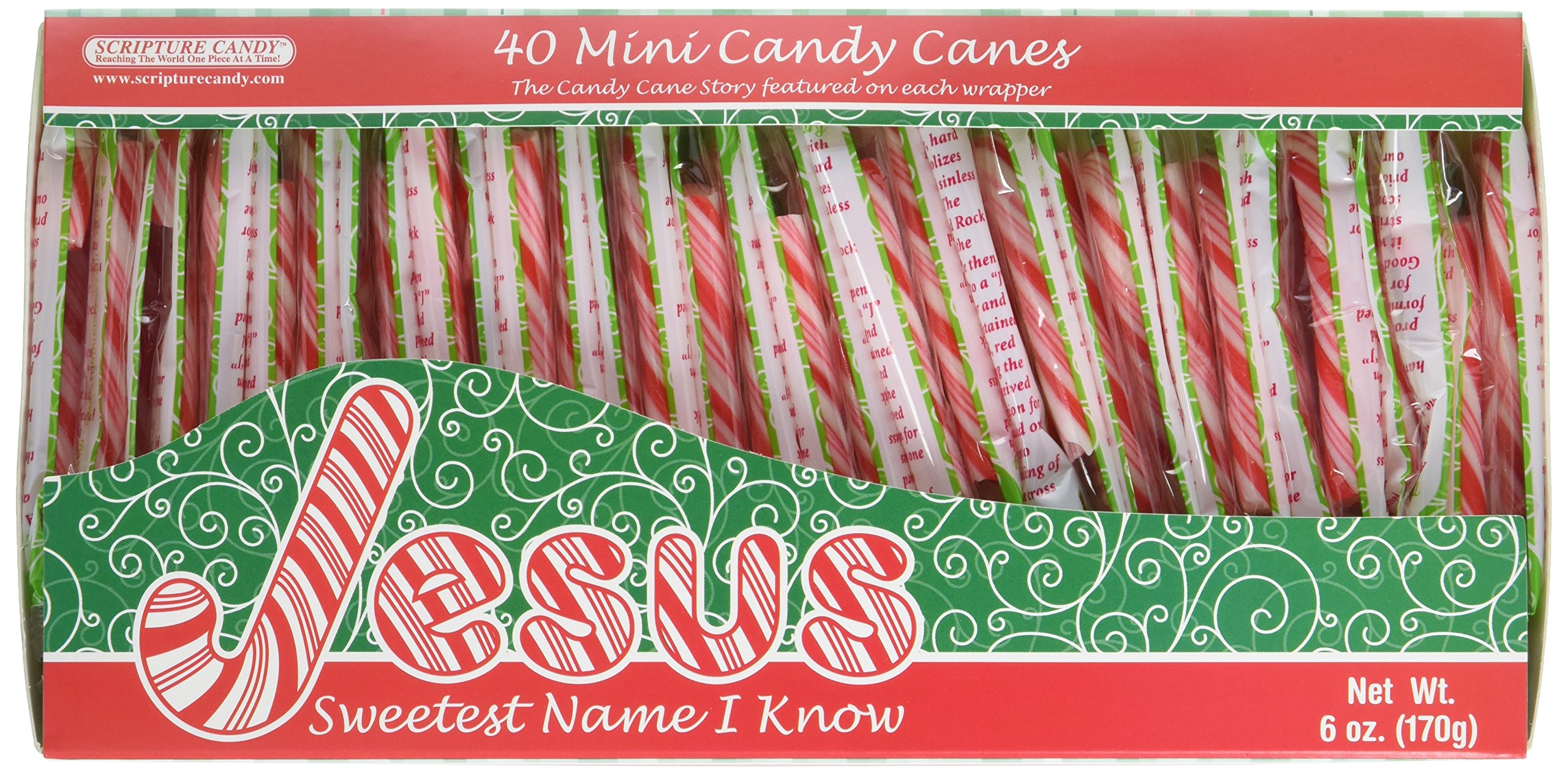 Scripture Candy, Mini Christmas Candy Canes Featuring The Candy Cane Legend, 40 Pieces