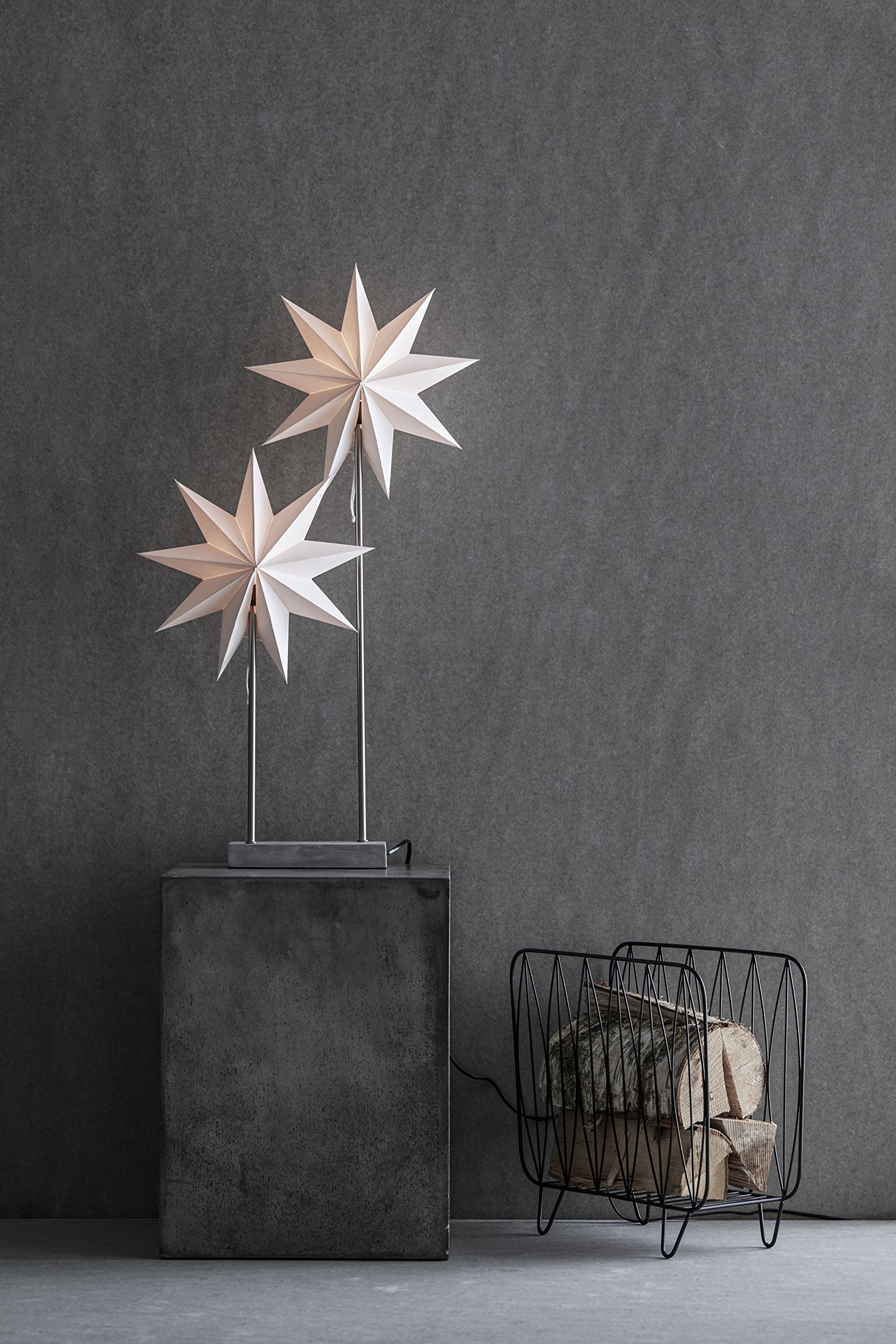 DUVA Tischstern mit zwei Sternen aus Marksljd - Weihnachtsstern am Fu  weies Papier - E14 : Amazon.de: Beleuchtung