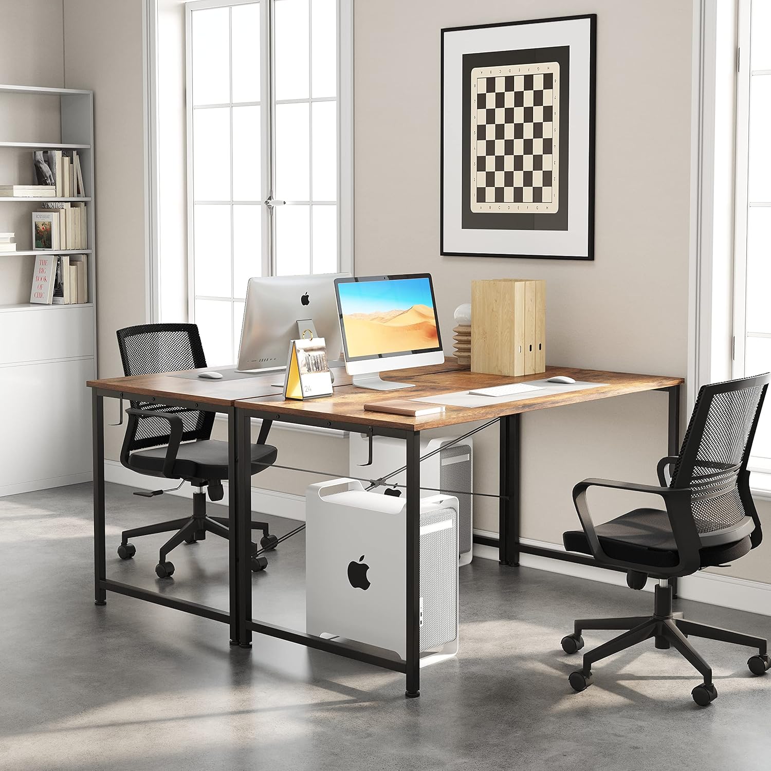 Flrrtenv 39 Inch Computer Desk, Small Writing Table with Sturdy Metal Frame and X-Shaped Design, Corner Desk for Home Office, Rustic Brown - Image 5