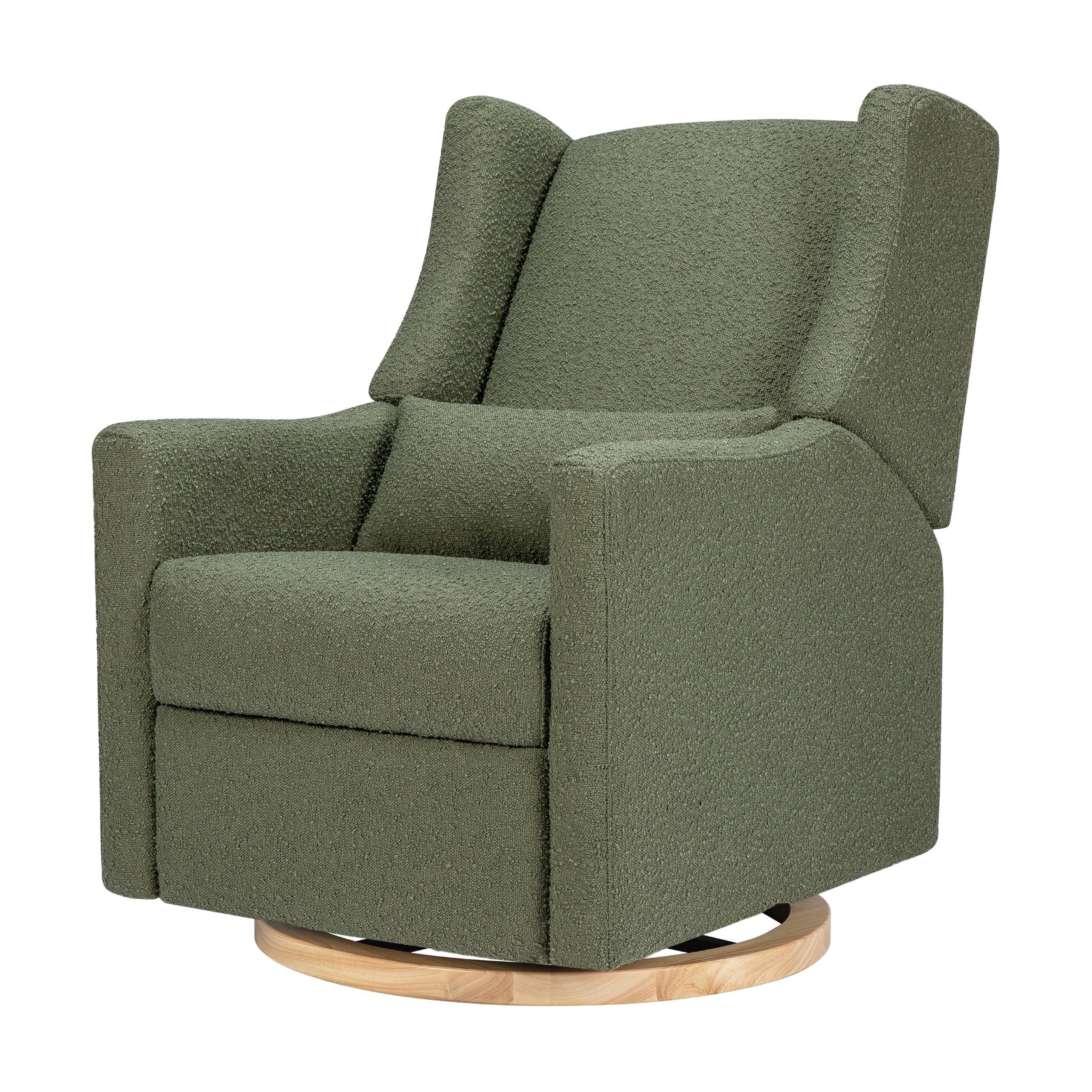 babyletto Kiwi Electric Recliner Glider - Olive Boucle w/Light Wood Base