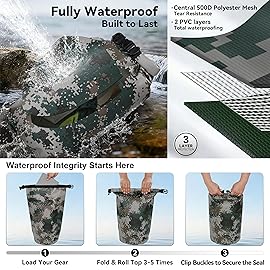 MARCHWAY Floating Waterproof Dry Bag Backpack 5L/10L/20L/30L/40L, Roll Top Sack Keeps Gear Dry for Kayaking, Rafting, Boating, Swimming, Camping, Hiking, Beach, Fishing (Digital Camo, 5L)