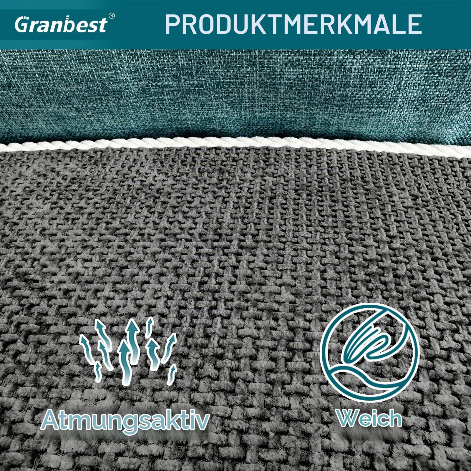 Granbest Rutschfeste Sofa Sitzbezüge 3-Sitzer Plus Dicke Sofabezüge Sofa-Schutz vor Haustieren Universal für alle Jahreszeiten (3-Sitzer Plus, Grau)