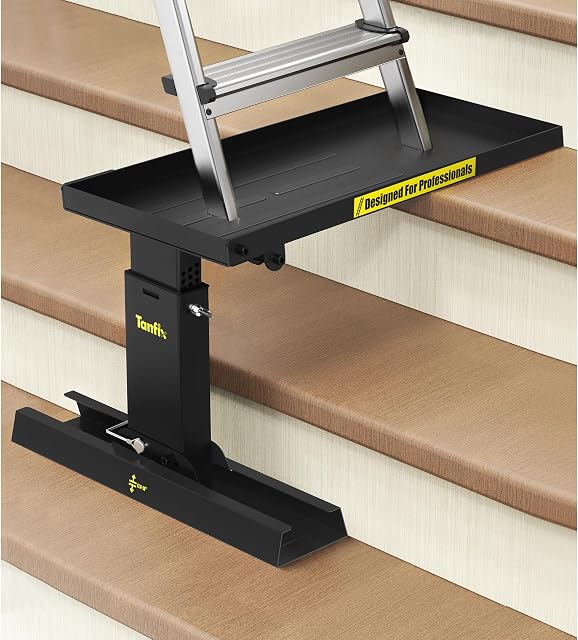 Foldable | Heavy-Duty Ladder Extender Pro, High Strength Steel Material Design Ladder Extension Pro for Stairs w/Non-Slip Mat, 9.5-15" Adjustable Height, Applicable Feet Spacing 25"