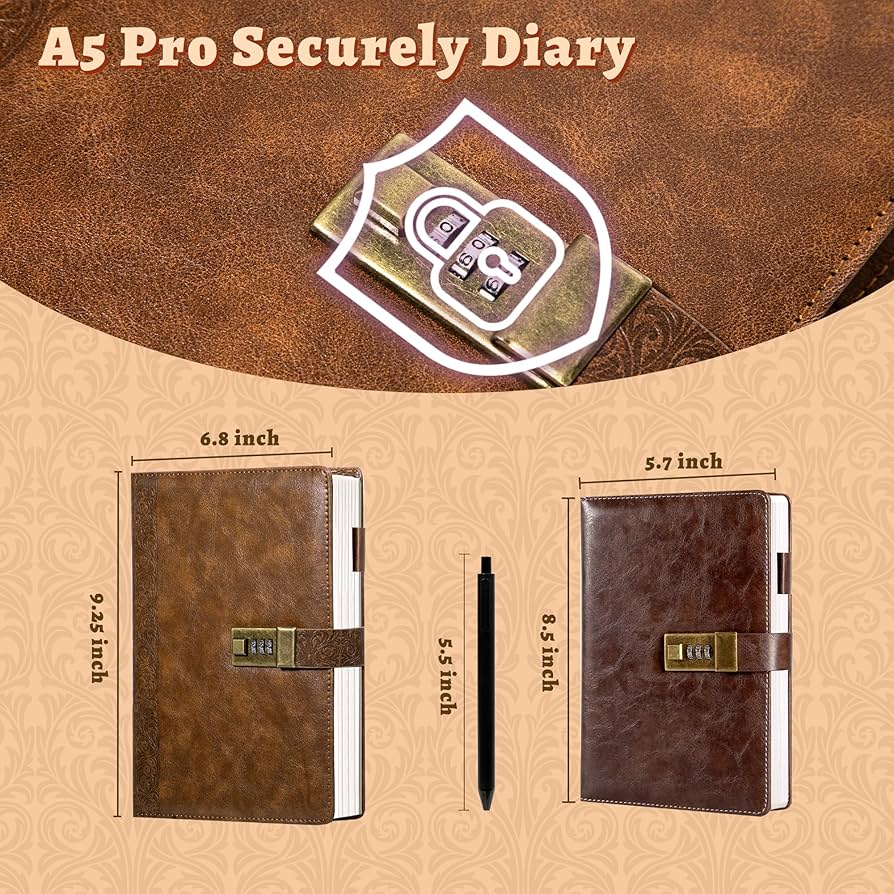 Amazon.com : CAGIE Vintage Diary with Lock 256 Pages Leather