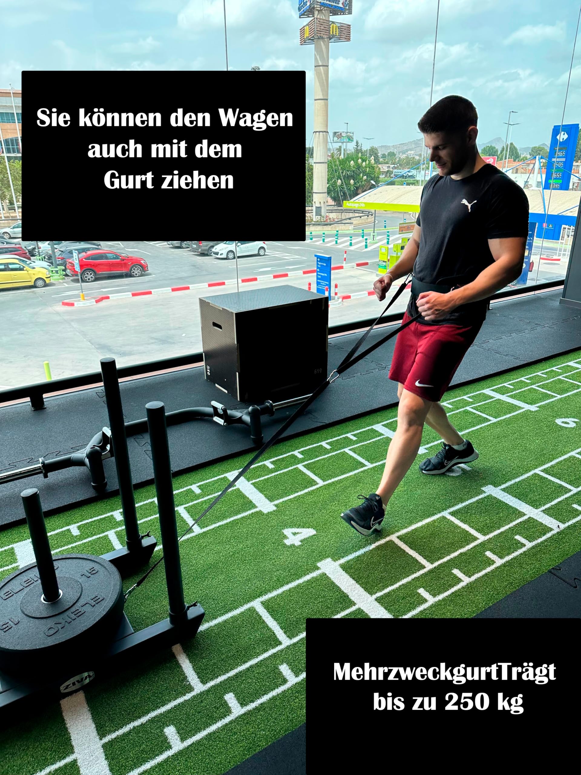 Gewichtsgürtel für Zusatzgewicht mit 1 Seilen von 100 cm und 2 Karabinern | Klimmzug Gürtel bis zu 250Kg | Gürtel für Gewichte de Einheitsgröße 4 Karabinerhaken