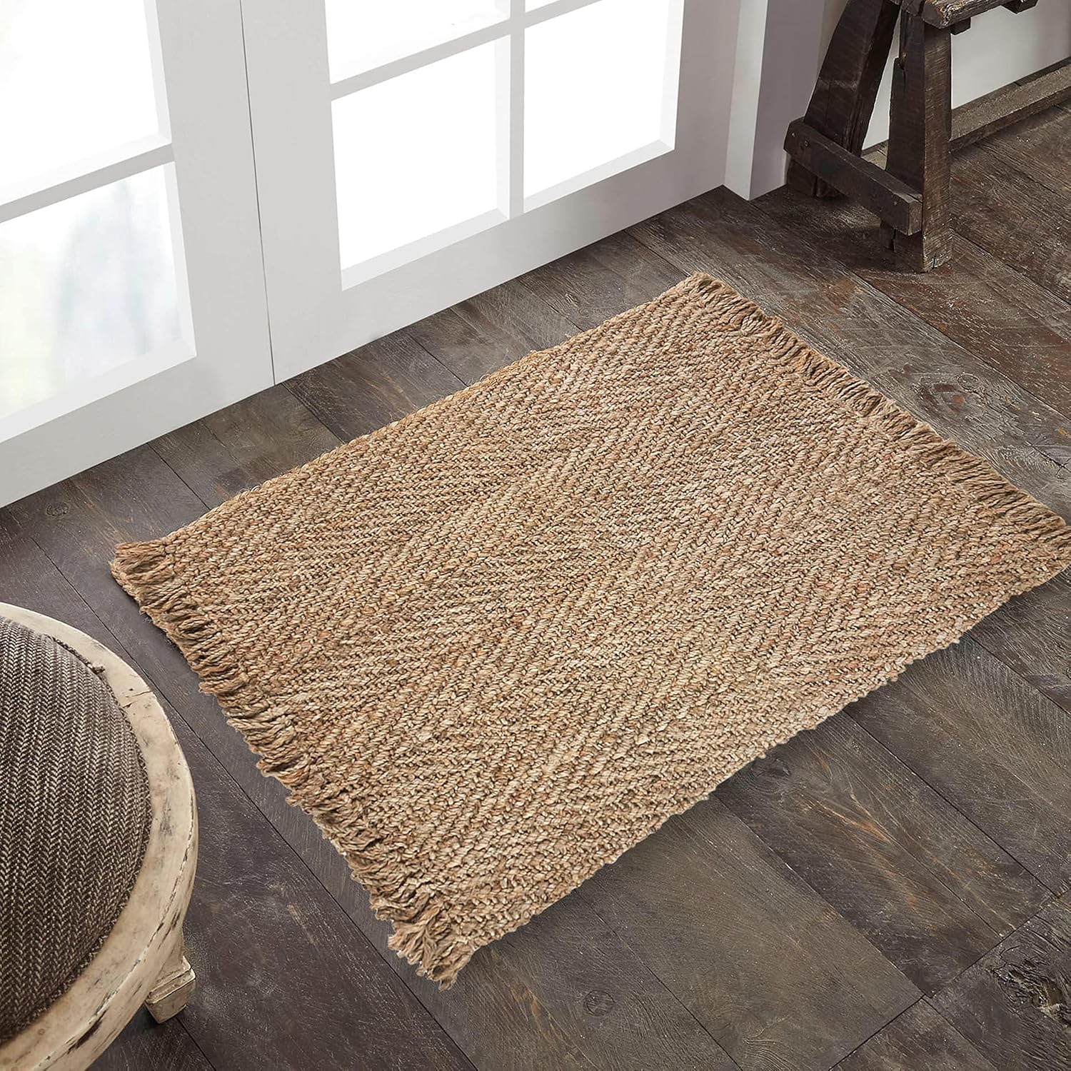 RIPPED**** Superior Handmade Indoor Area Rug with Fringes, Reversible Floor Decor for Office, Living Room, Dining, Kitchen Floors, Bedroom, Entry, Handwoven Rugs, Bohemian Jute Collection, 2' x 3', Natural Jute Natural 2ft x 3ft