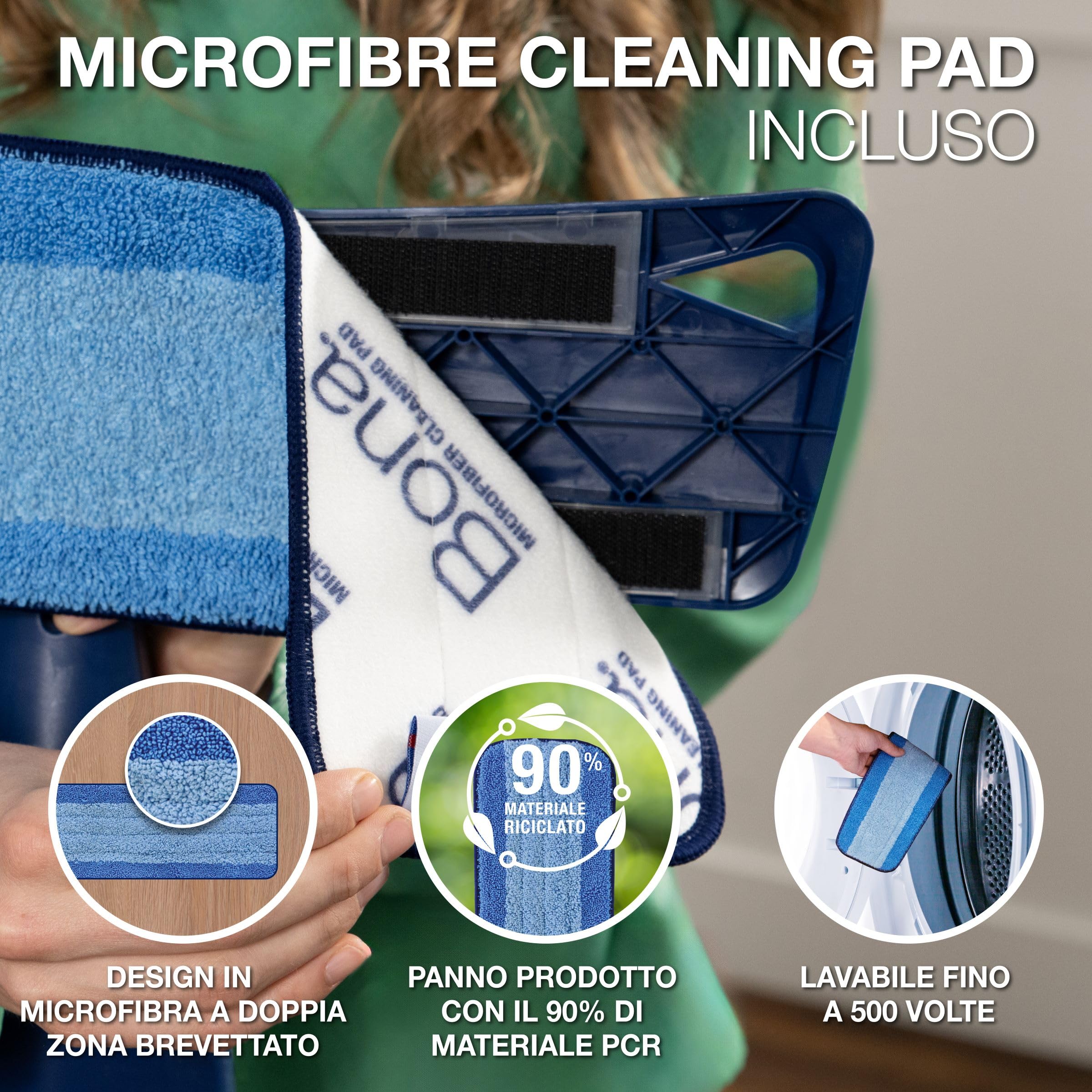 Bona microfiber mop premio, large head flat floor mop, detersivo pavimenti parquet, mocio, scopa per pavimenti, microfibra, flessibile, porta panno grande, girevole