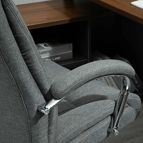 Miniatura 9 de Vinsetto Silla de oficina en casa con respaldo alto, silla de escritorio para computadora con soporte lumbar y altura ajustable, color gris