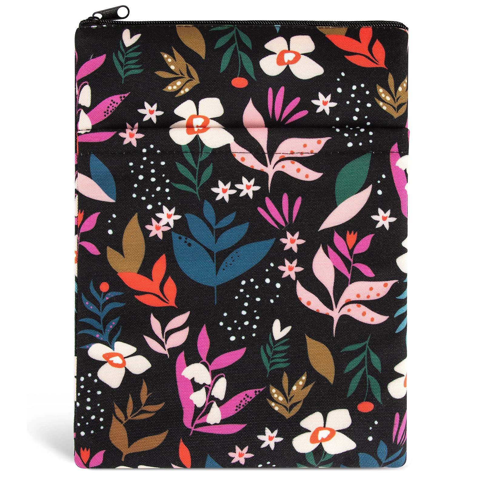 Book Sleeve Book Covers Book Protector Floral Printed with Zipper Washable Fabric for Teen Adult Book Lover Teacher Student(Medium,11 X 8.7 Inch)…
