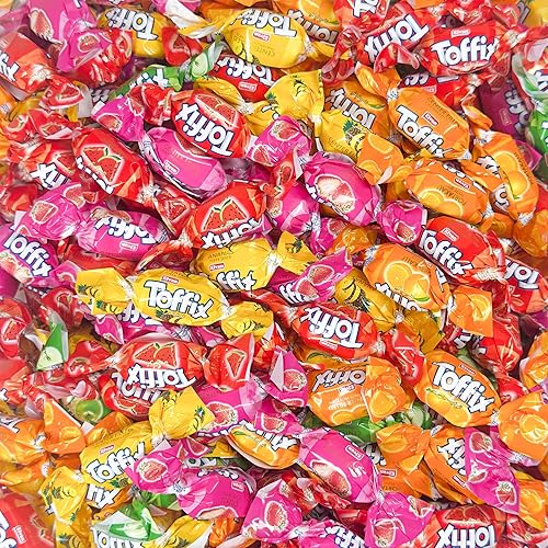 Miniatura 3 de TOFFIX Caramelos masticables de frutas de 2.2 libras, paquete de 3  Masticables rellenos de frutas rellenos individualmente  naranja, fresa, piña,