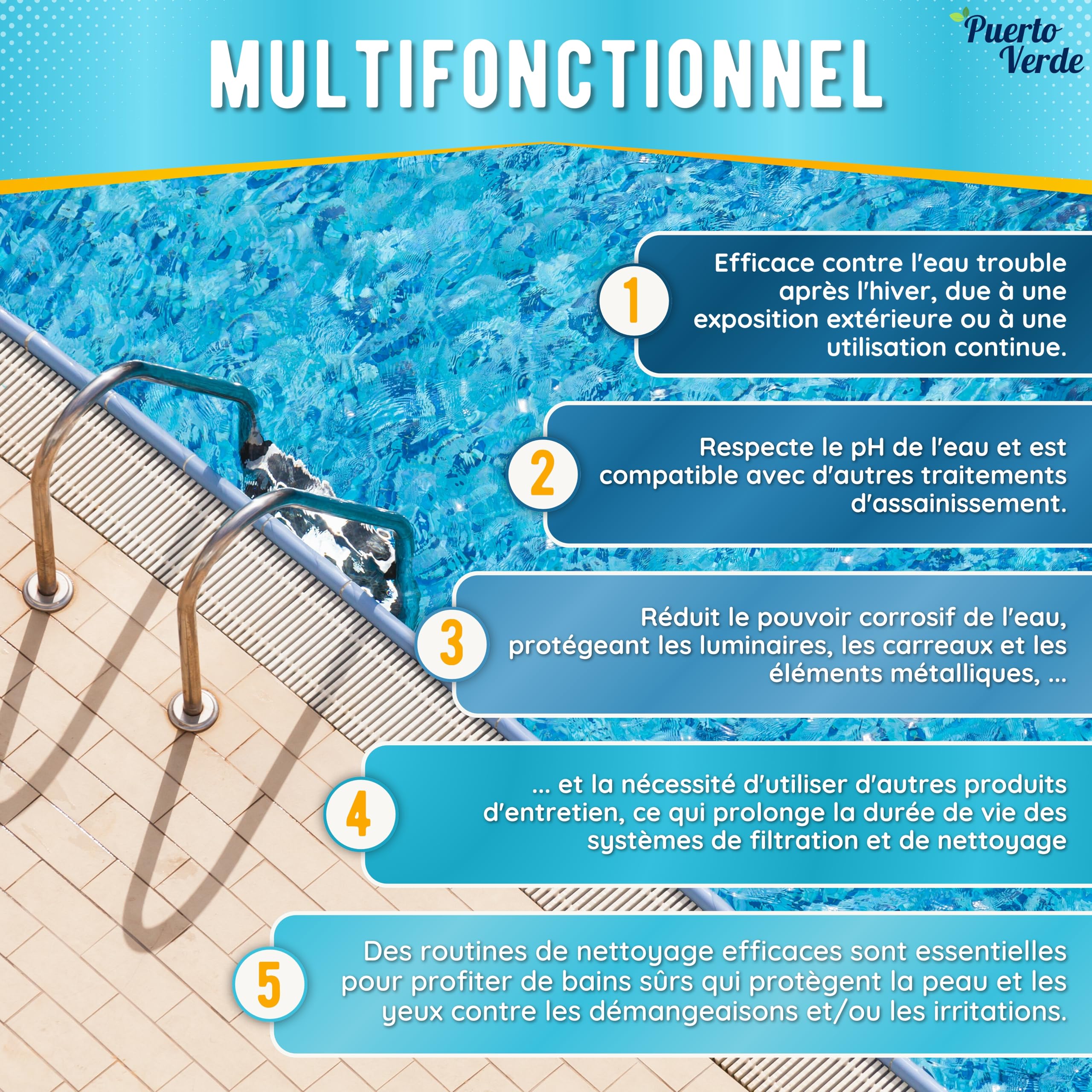 • Floculant Naturel 32 Traitements. Clarifiant pour Les Grandes Piscines et Les Spas. Éliminateur de Turbidité pour Une Eau Cristalline. Format Granulé à Utilisation Sûre.