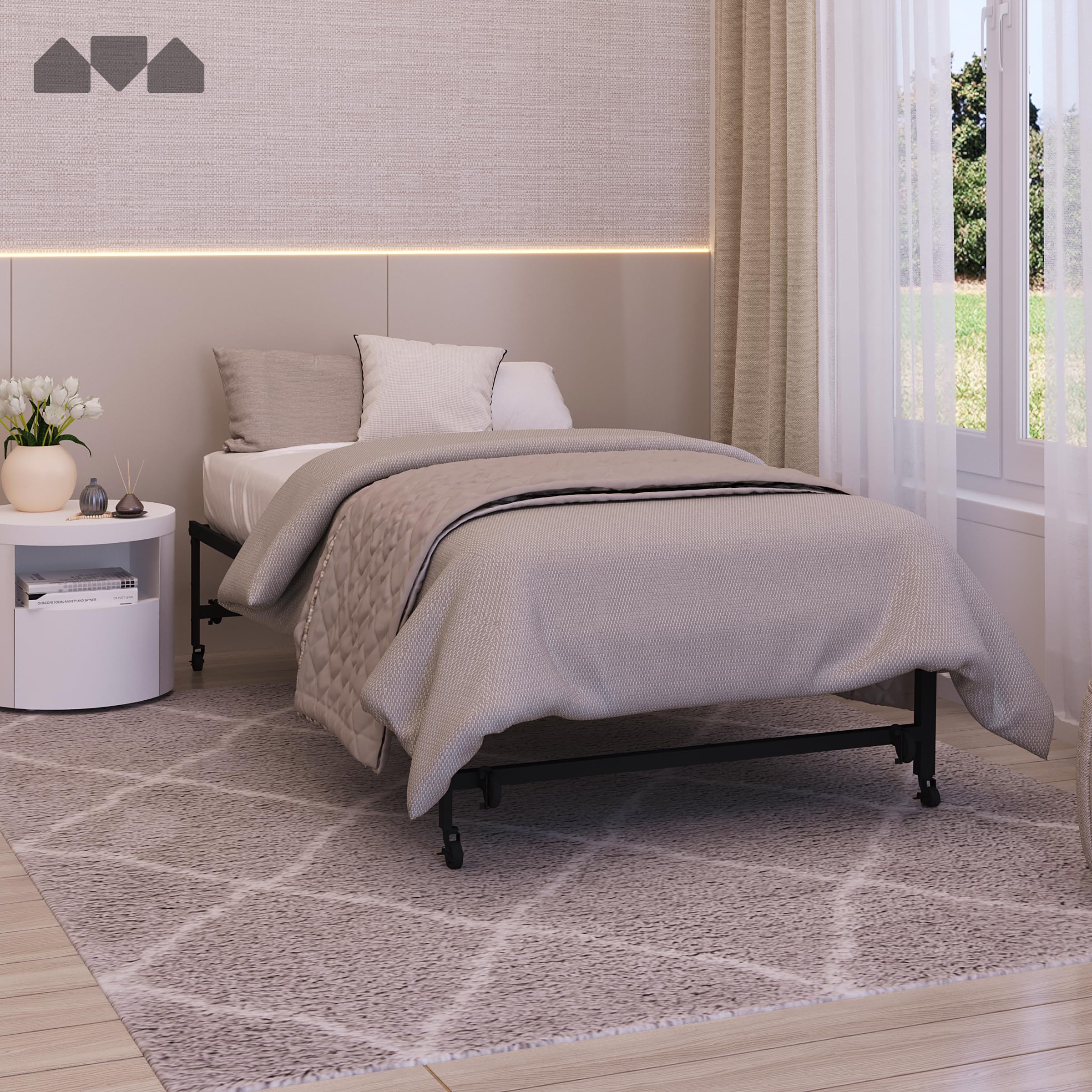 Photo 1 of ***STOCK PHOTO FOR REFERENCE ONLY***Milliard Roll-Out Trundle Bed with Wheels, Modern Black Frame, Trundle Only (Mattress Sold Separately) (Black)