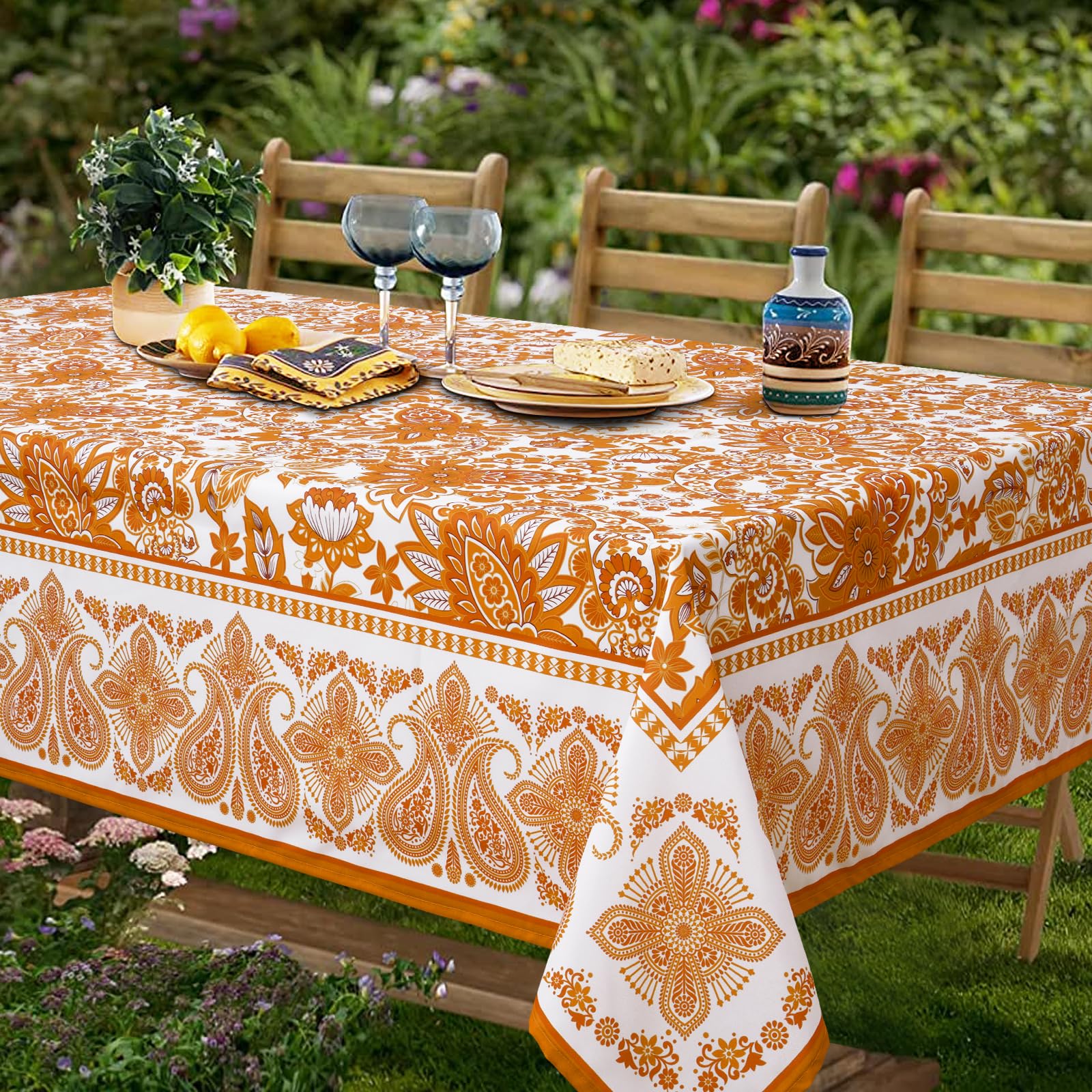 Arquiel Mantel Rectángula Colibrí Flor, PoliéSter Mantel De Tela Antimanchas Impermeable Lavable Duradera Para Cocina Comedor