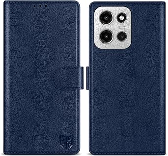 for Motorola Moto G 5G 2025 Wallet Case with [RFID Blocking] Card Slot Kickstand Magnetic Closure PU Leather Flip Fold Protective Phone Case for Moto G 5G 2025 Case WalletBlue-6.7 inch
