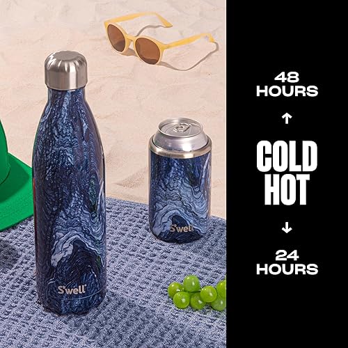Miniatura 3 de S'well - Botella de agua de acero inoxidable, 25 fl oz, color mármol azurita, triple capa con aislamiento al vacío, bebidas frías por 48 horas y